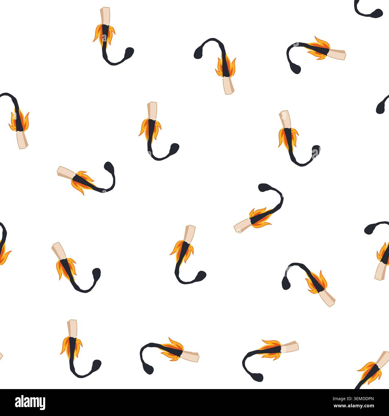 pattern burn burning match cartoon vector Stock Vector