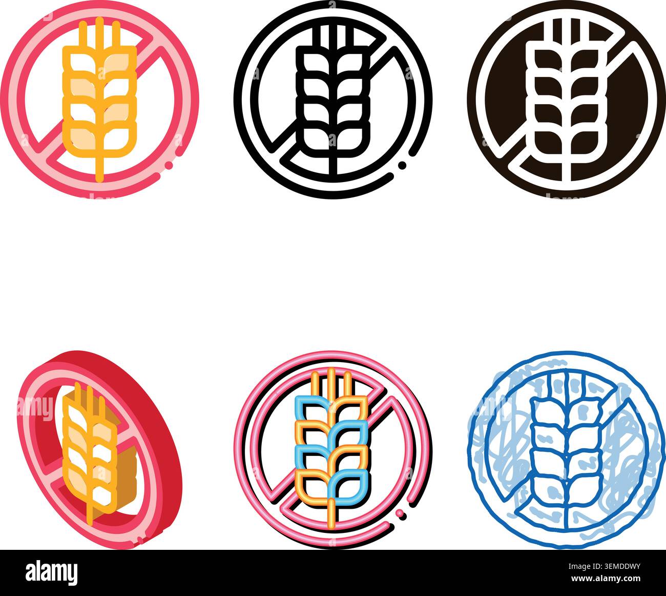 allergen styles free sign wheat vector thin line icon Stock Vector