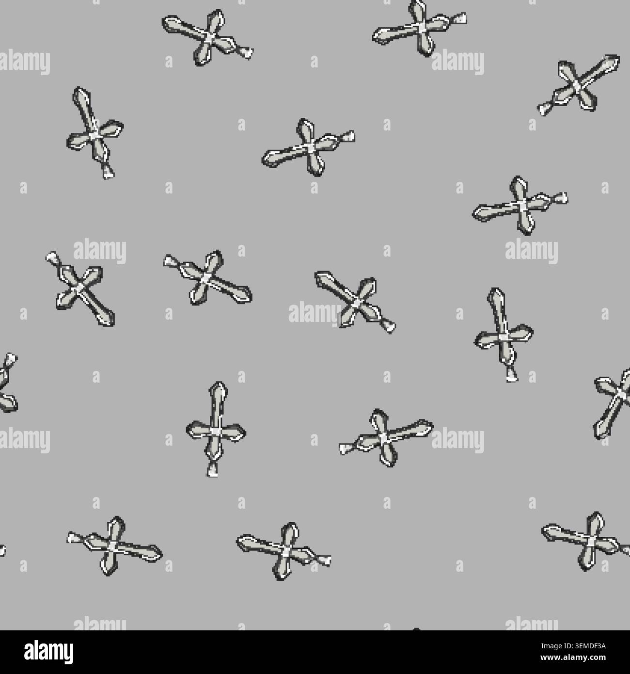 seamless pattern silhouette cross christian cartoon vector Stock Vector