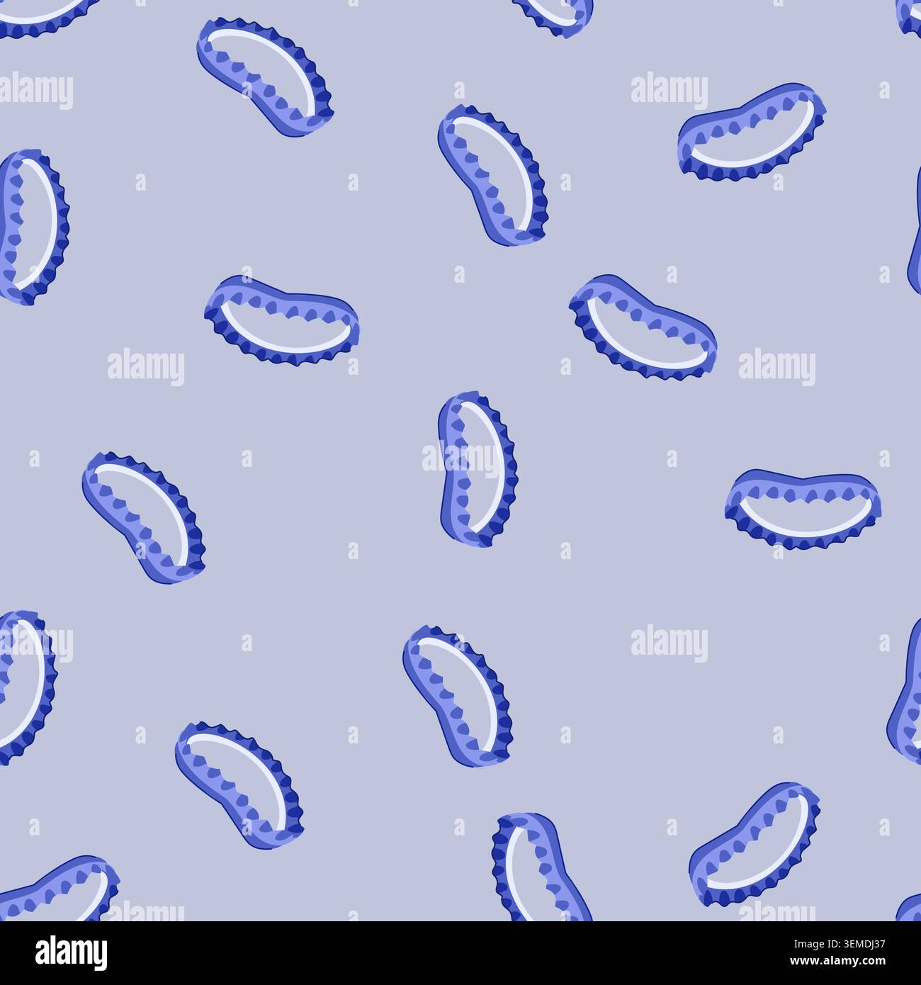 seamless pattern blue beer bottle cap on white background Stock Vector