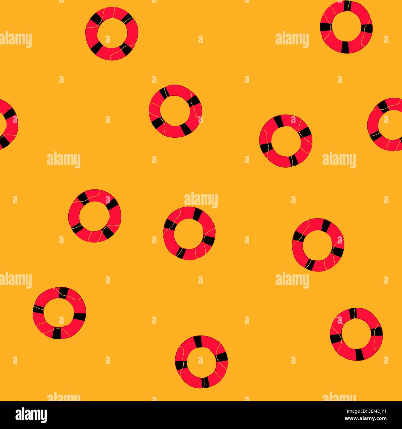 seamless pattern rescue lifebuoy cartoon vector Stock Vector