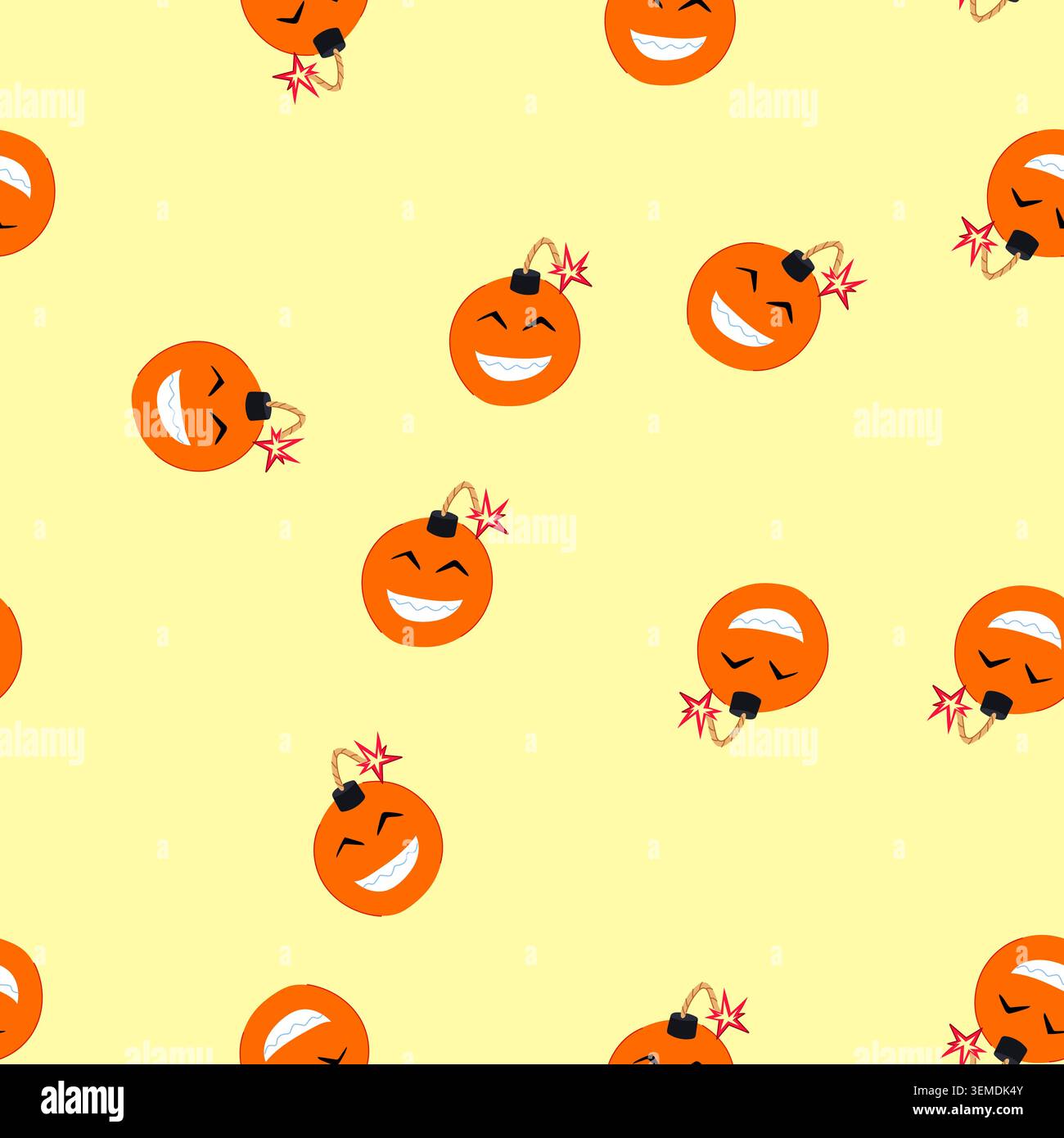 seamless pattern c4 bomb character cartoon vector Stock Vector