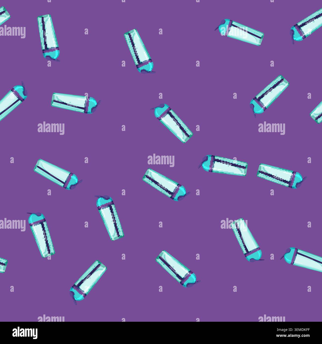 seamless pattern plastic sport drinking bottle cartoon vector Stock Vector