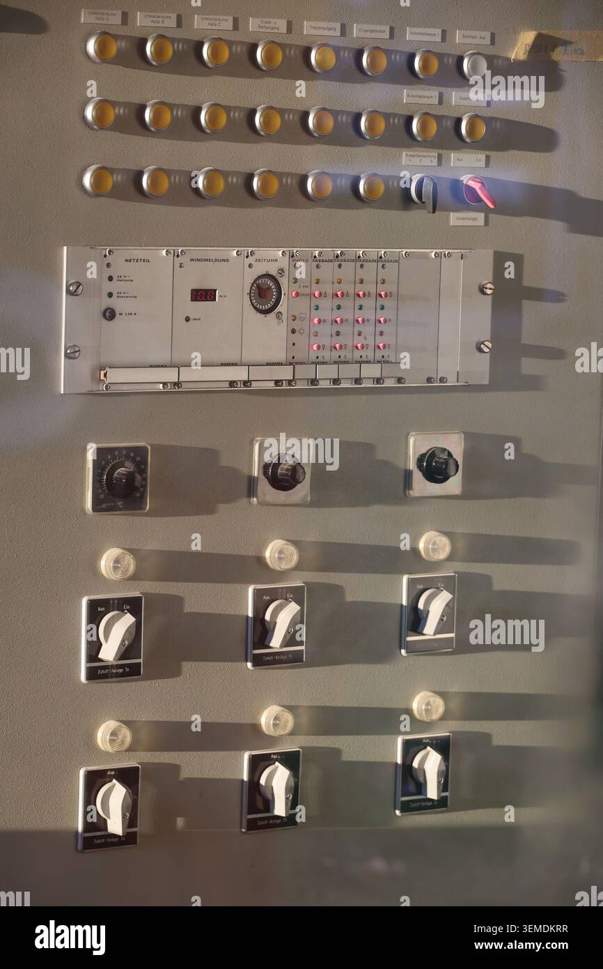 Industrial Control Panel with Switches and Buttons Stock Photo