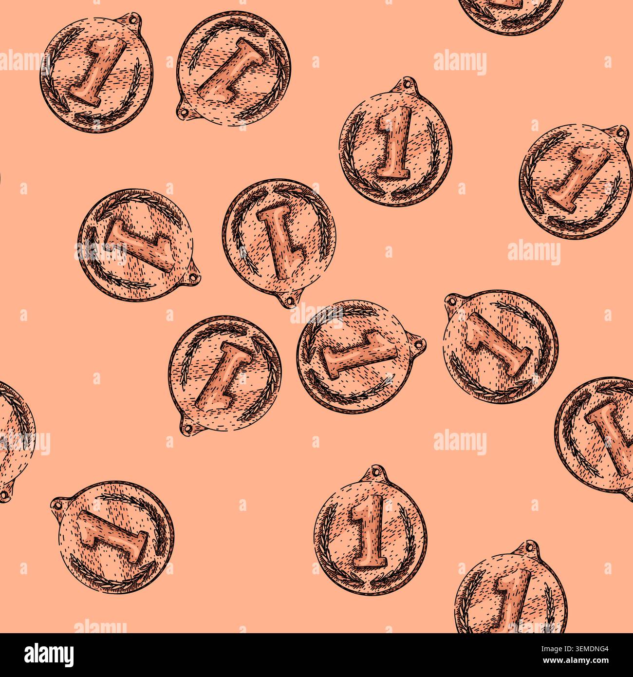 pattern bronze medal sketch hand drawn Stock Vector