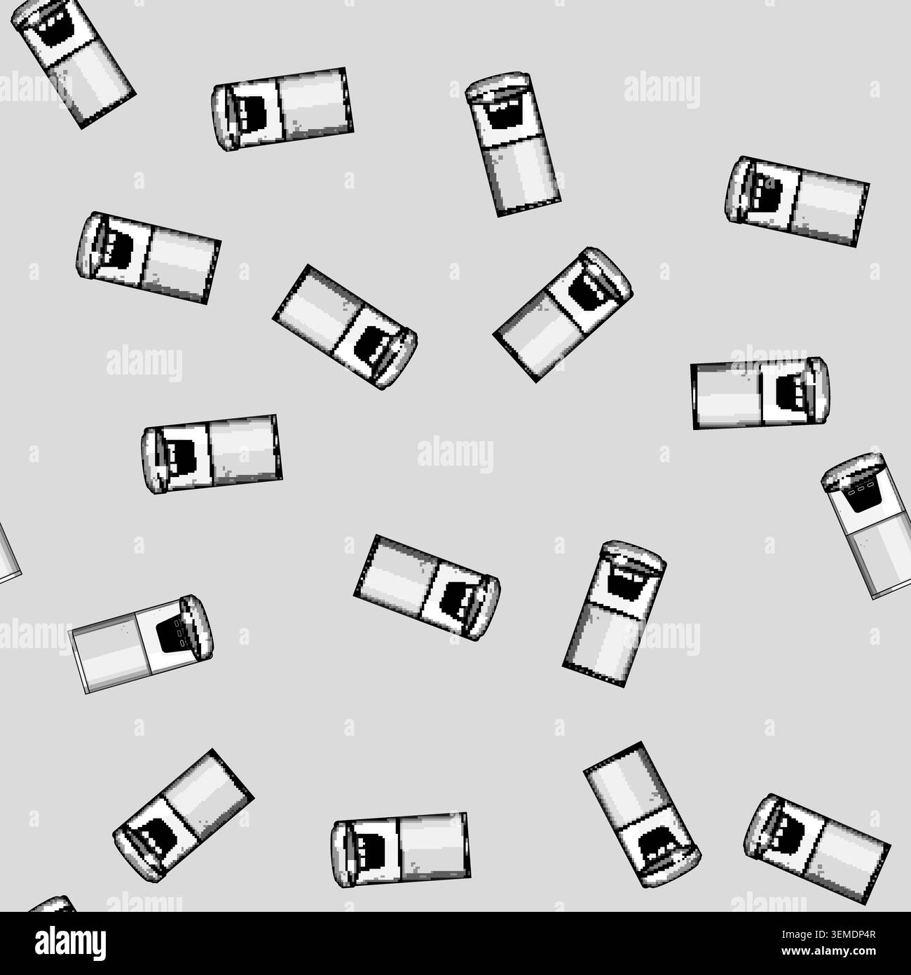 seamless pattern Automatic pet feeder dispensing food for pet care Stock Vector