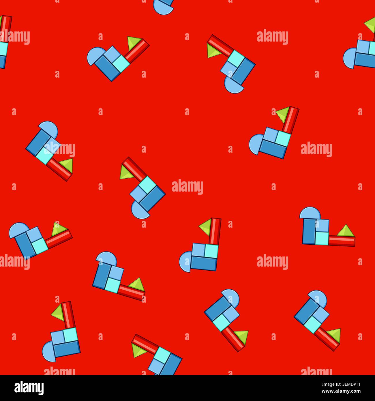 seamless pattern Colorful geometric building blocks forming abstract structure Stock Vector