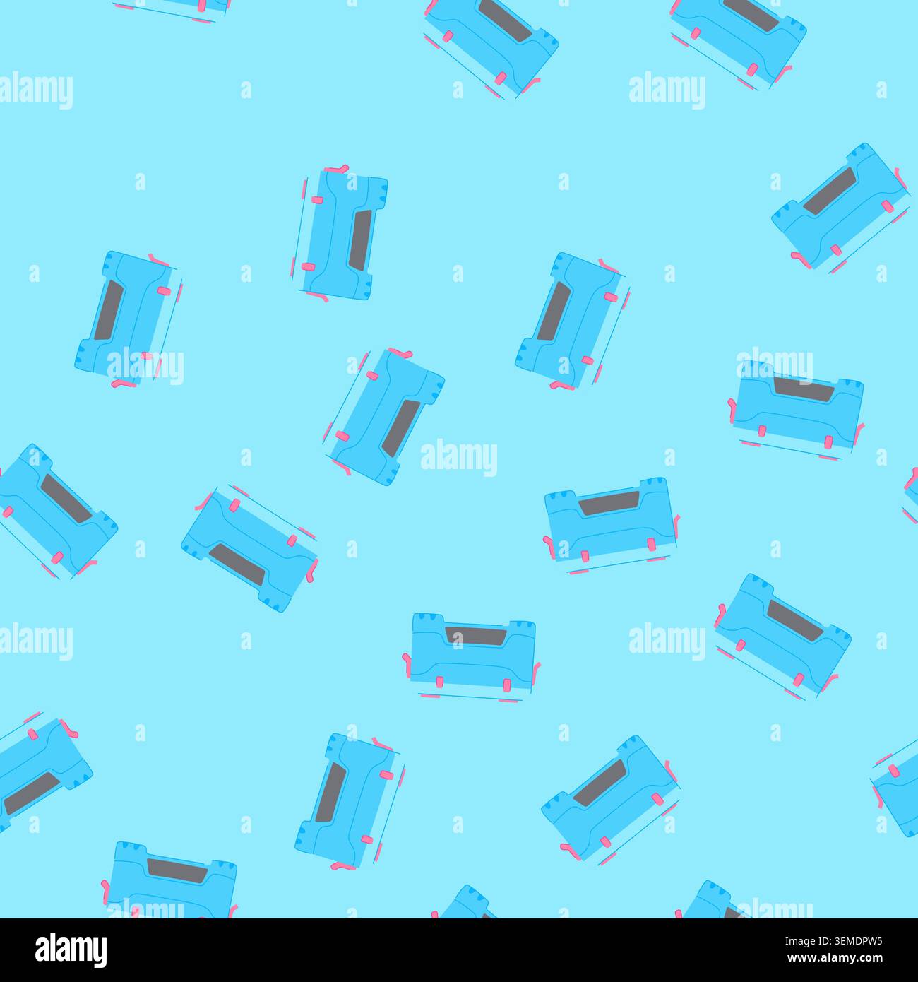 seamless pattern blue cooler box cartoon vector Stock Vector
