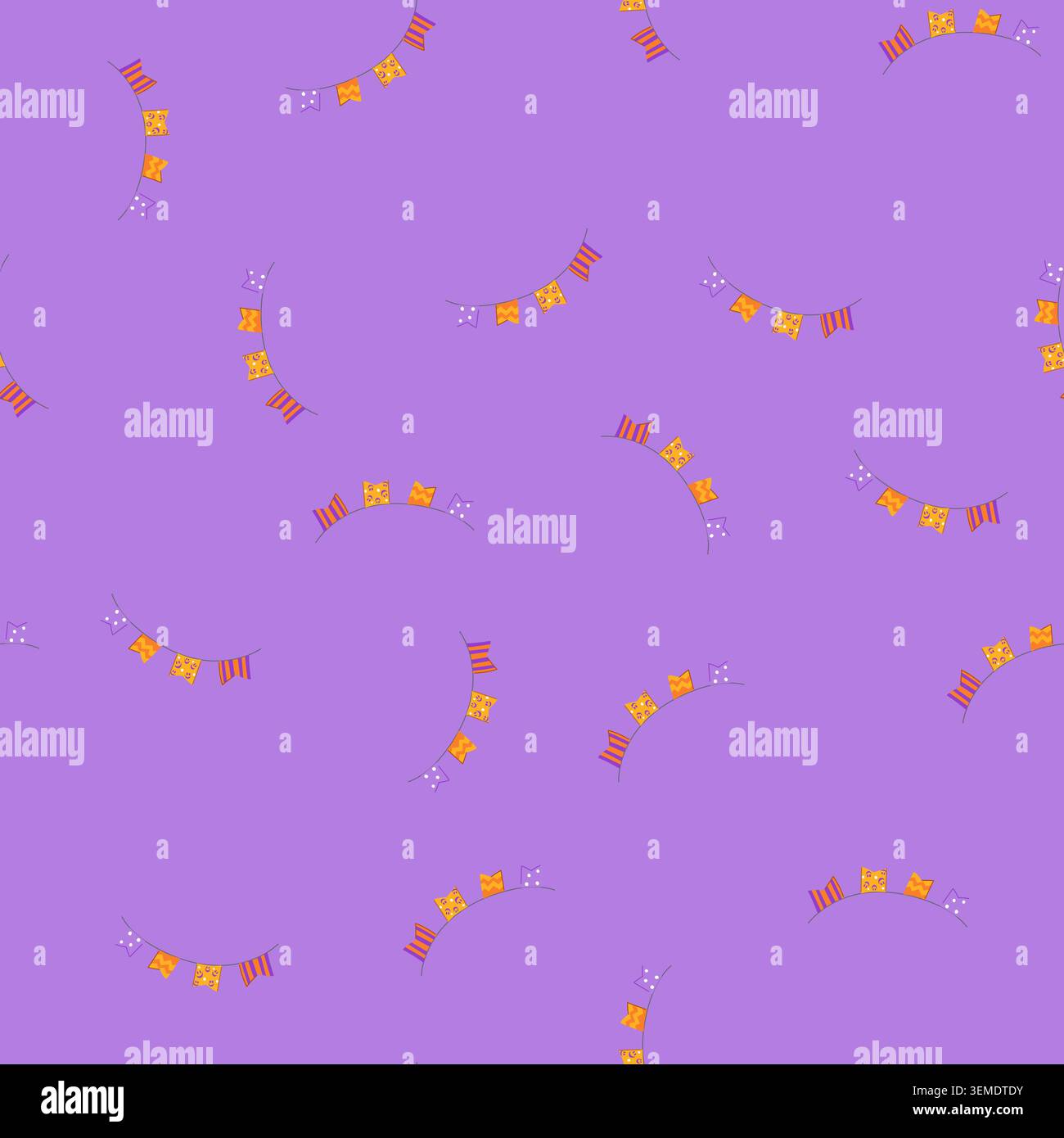 seamless pattern haunted halloween garland cartoon vector Stock Vector