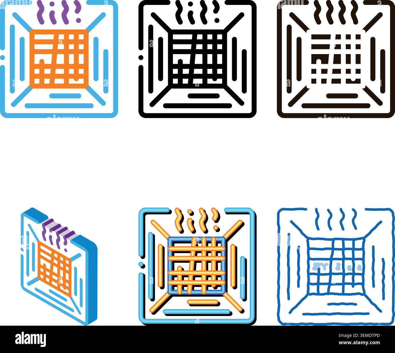service air conditioner vector variety thin line icon Stock Vector
