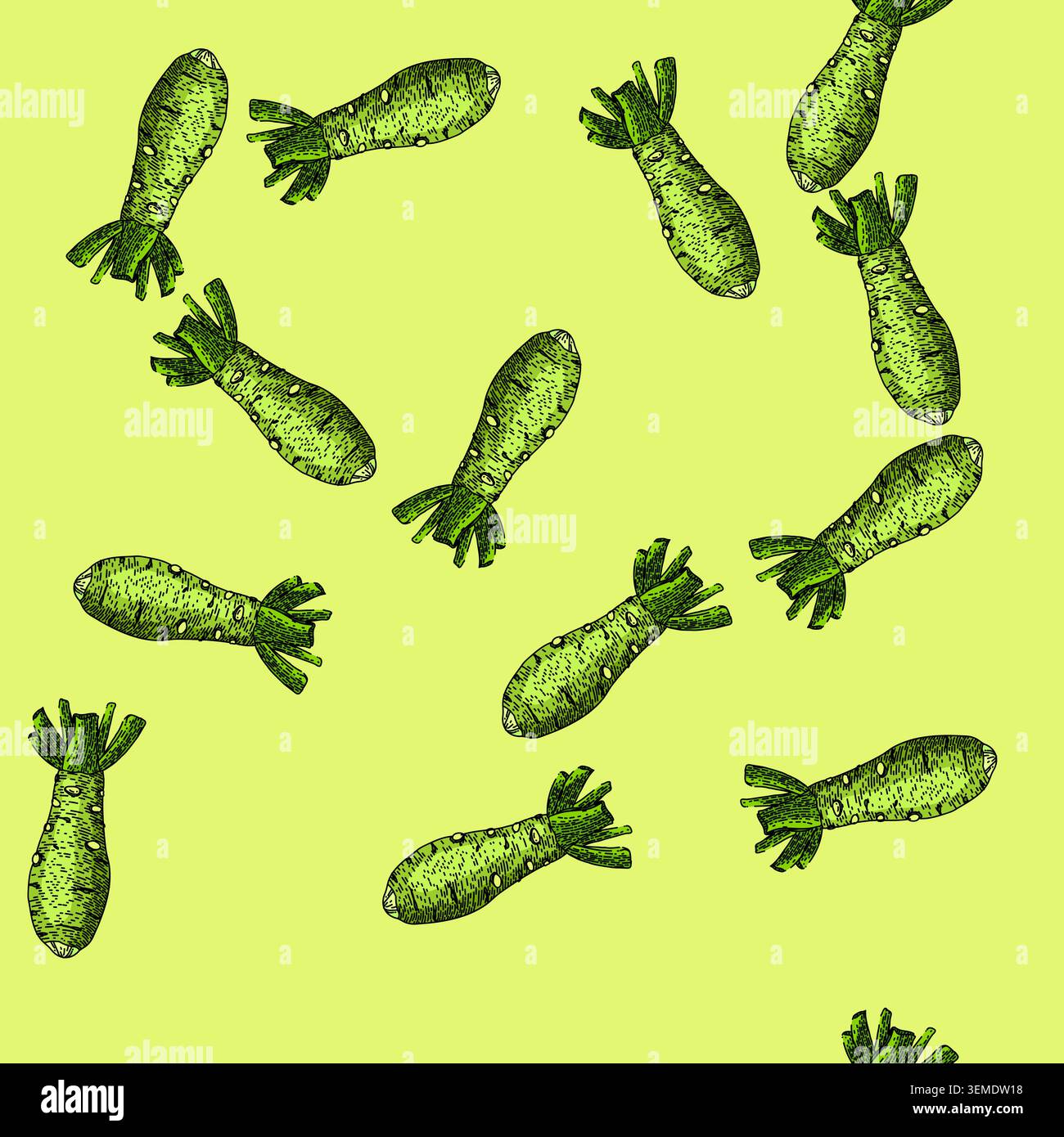pattern wasabi root food sketch hand drawn Stock Vector