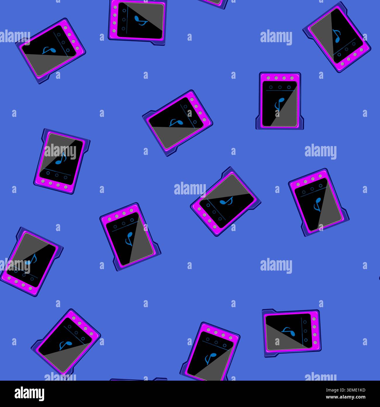 seamless pattern music hifi mp3 player cartoon vector Stock Vector