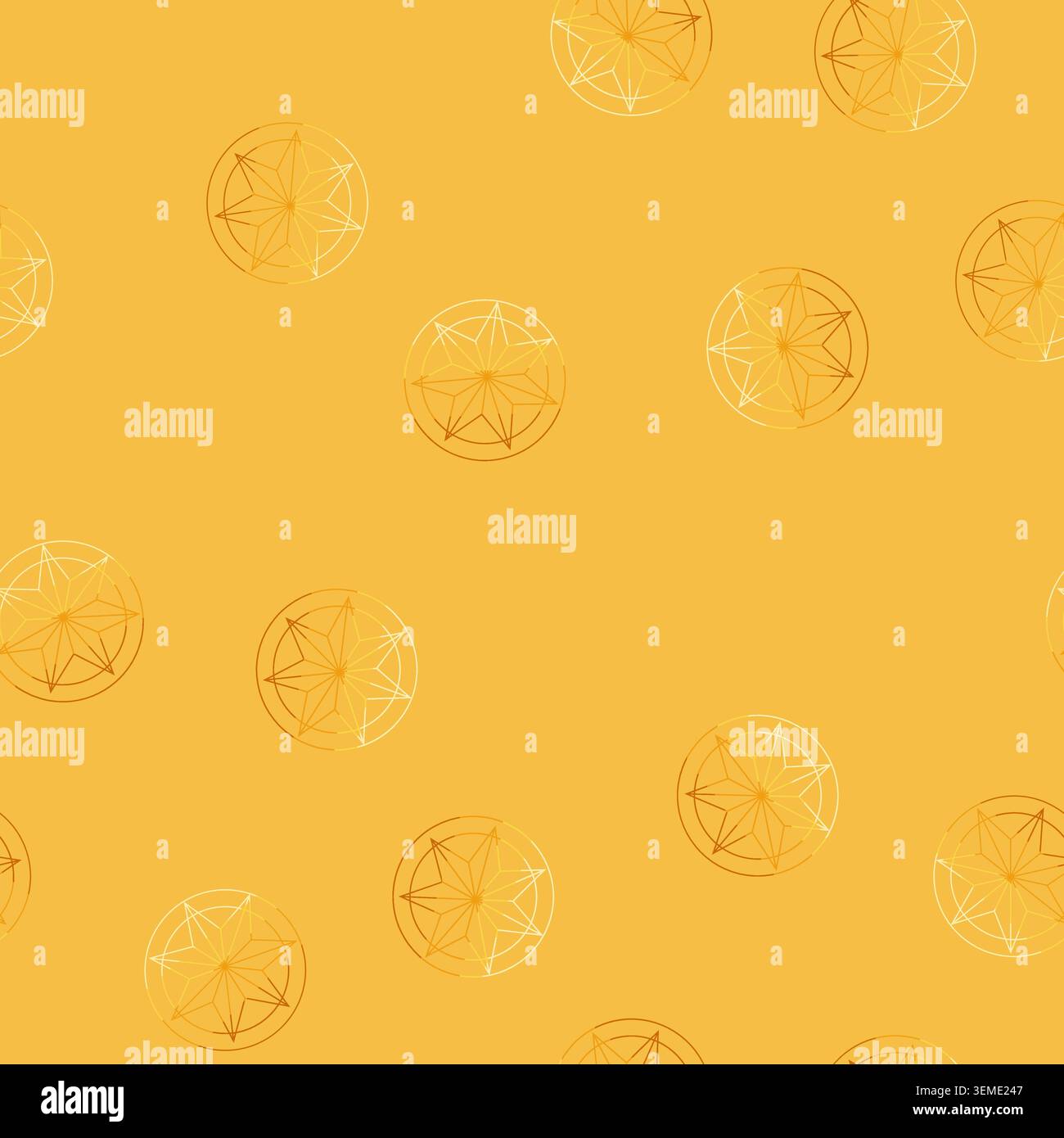 seamless pattern Sacred geometry golden star mandala pattern on white Stock Vector