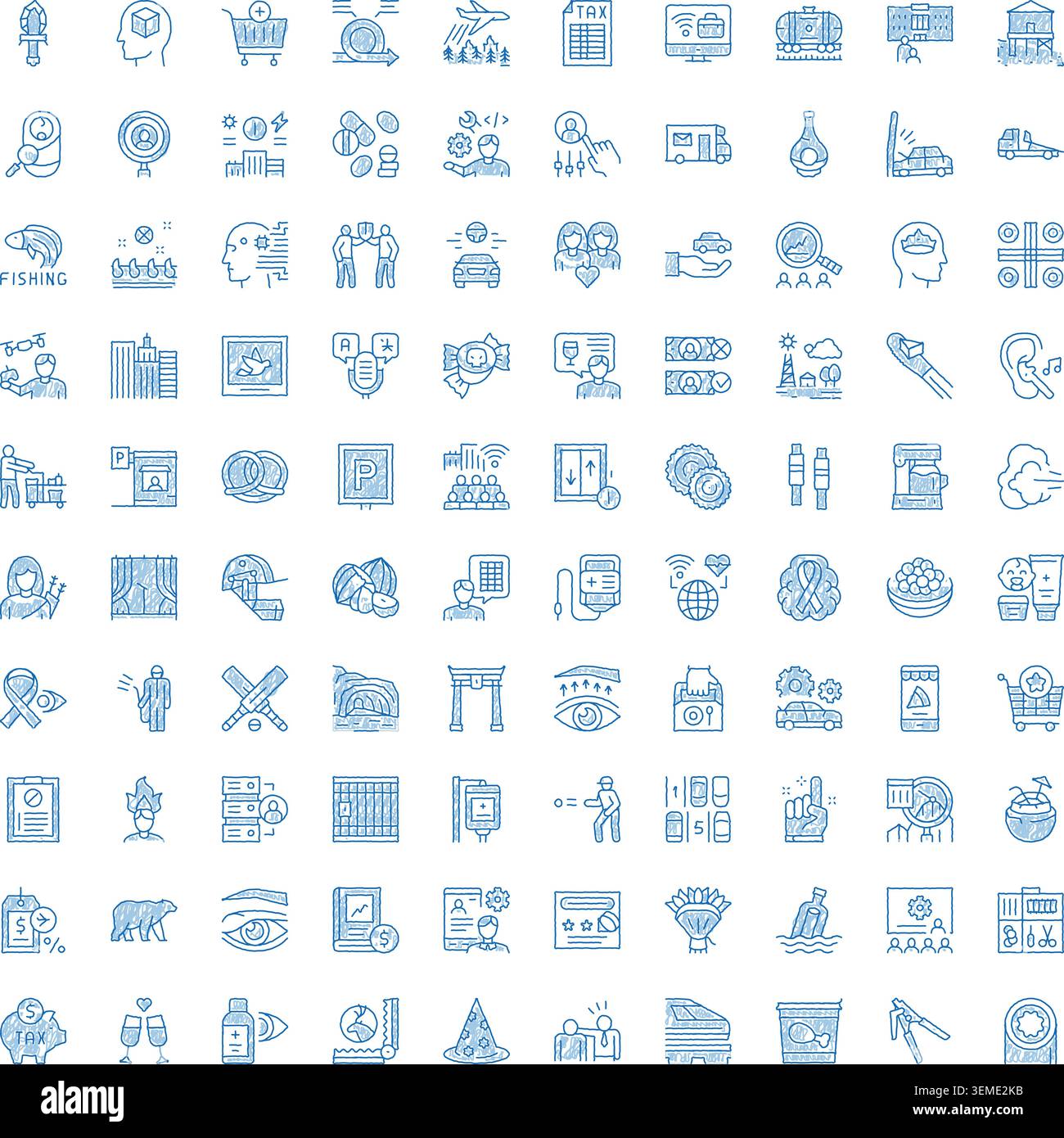 Human activity and lifestyle doodle icon set Stock Vector