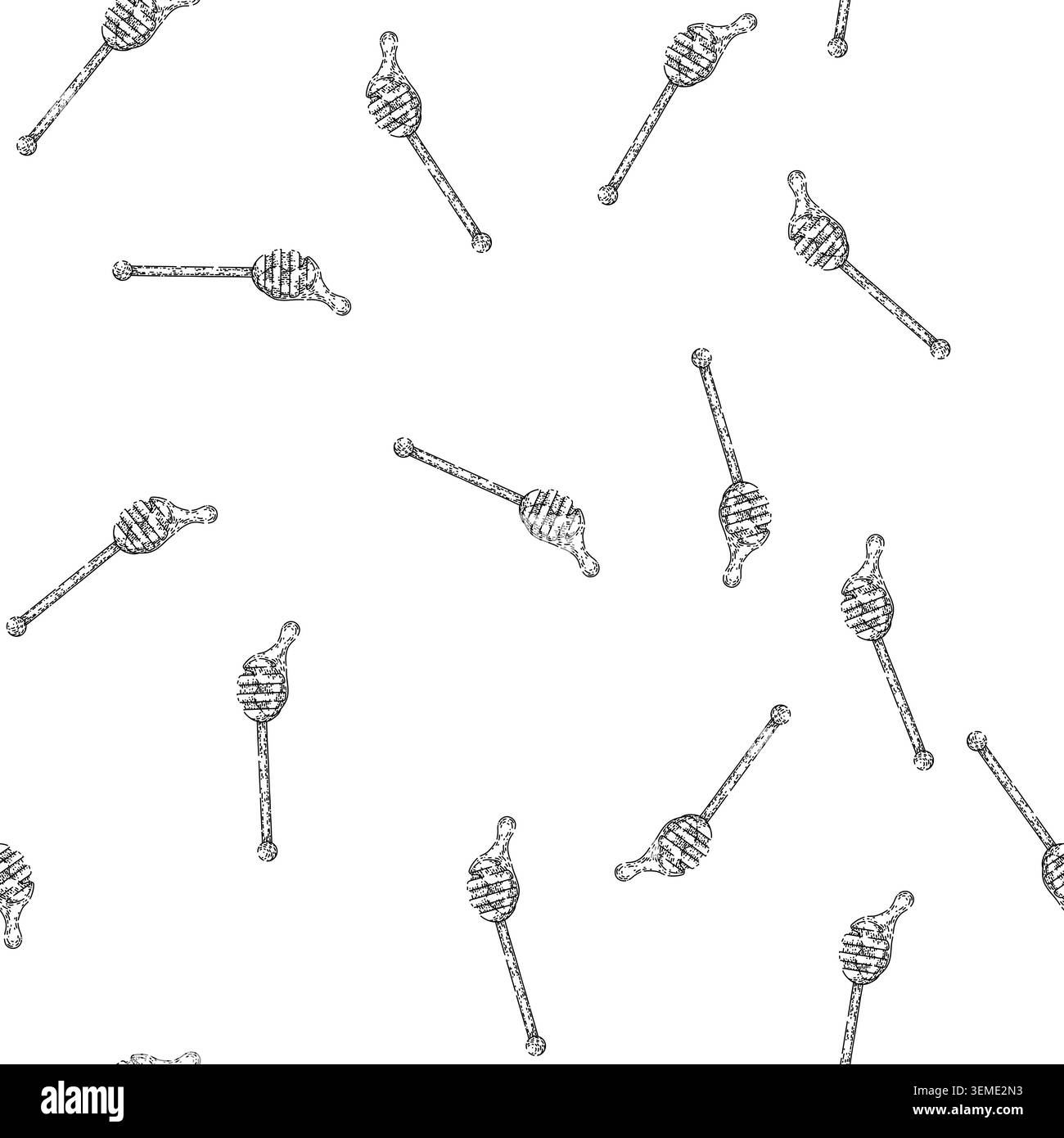 seamless pattern spoon honey sketch hand drawn Stock Vector