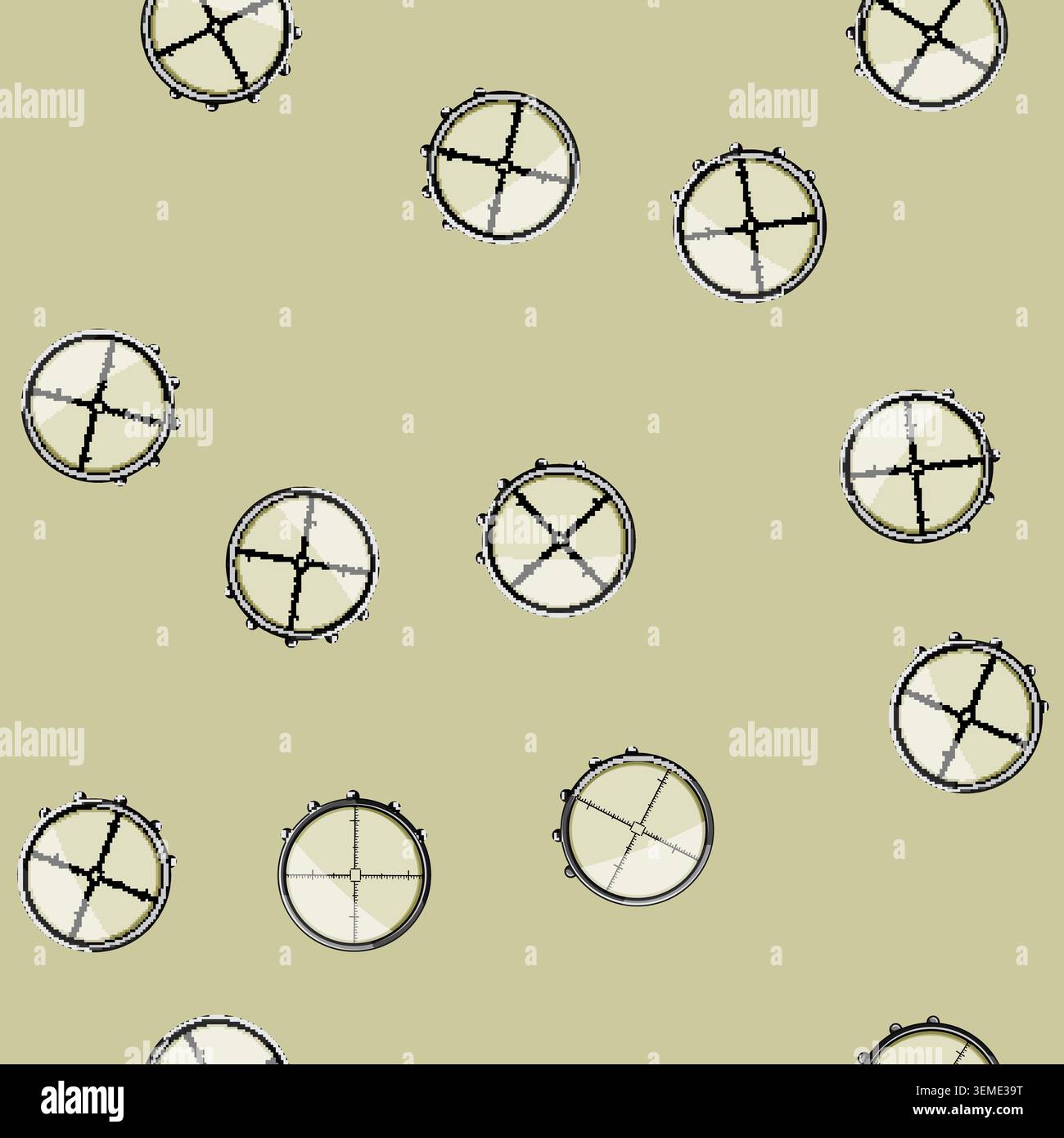 seamless pattern view scope sniper cartoon vector Stock Vector