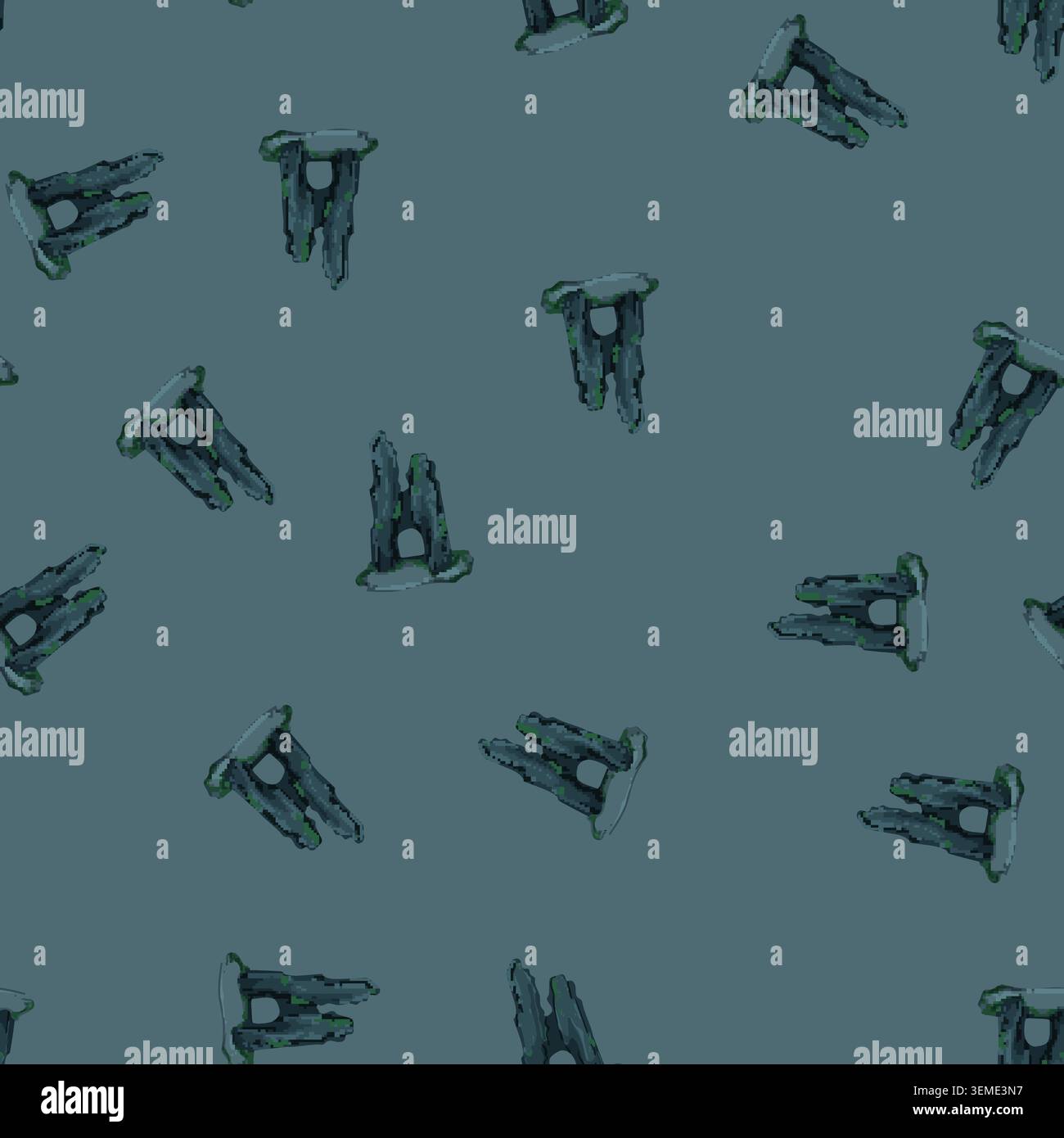seamless pattern water aquarium stone cartoon vector Stock Vector