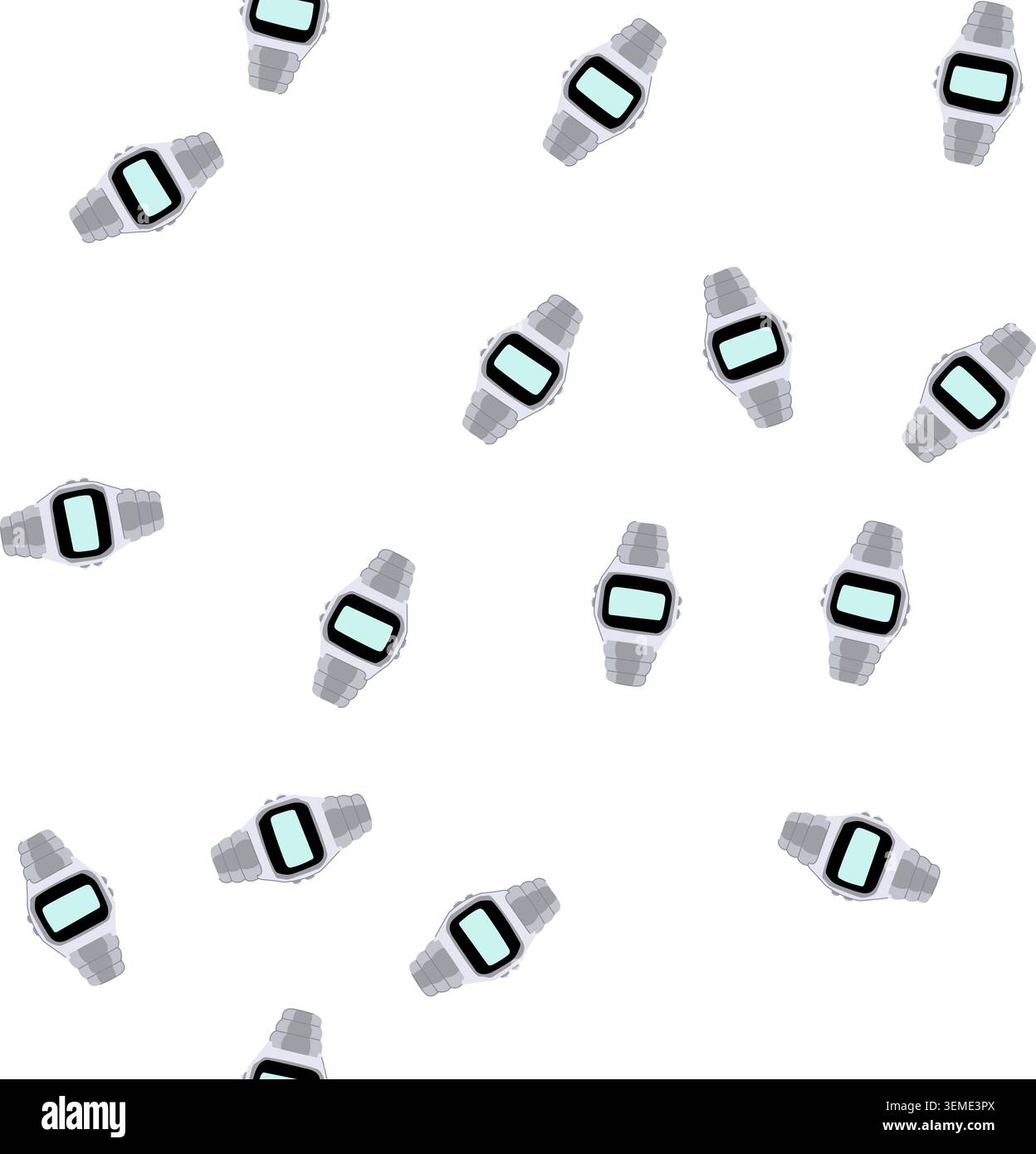 pattern digital watch wrist cartoon vector Stock Vector