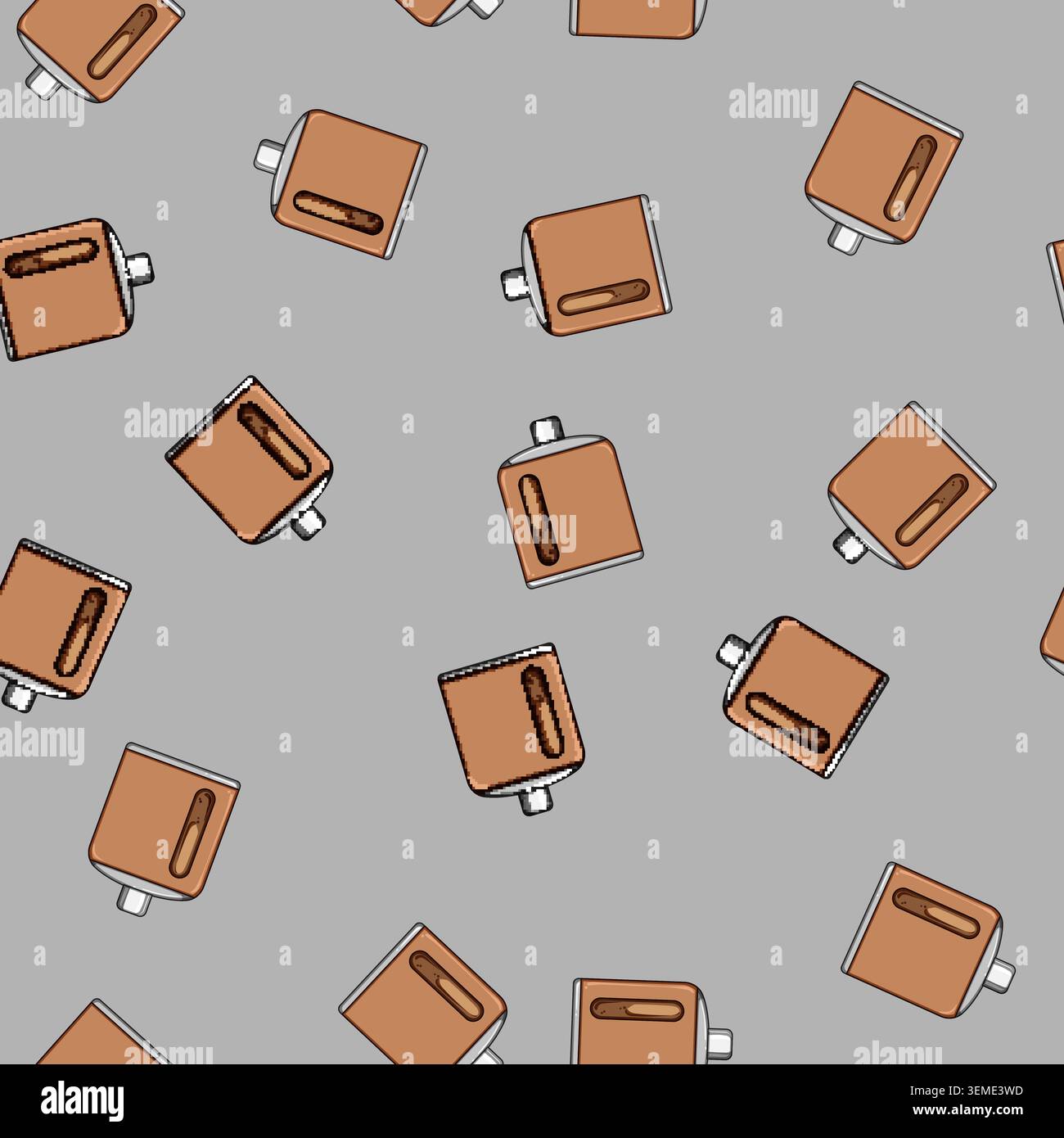 seamless pattern hip flask alcohol cartoon vector Stock Vector