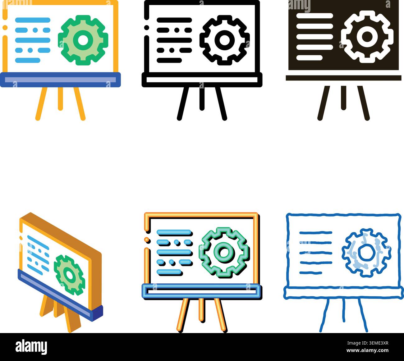 presentation gear icon variations vector outline Stock Vector