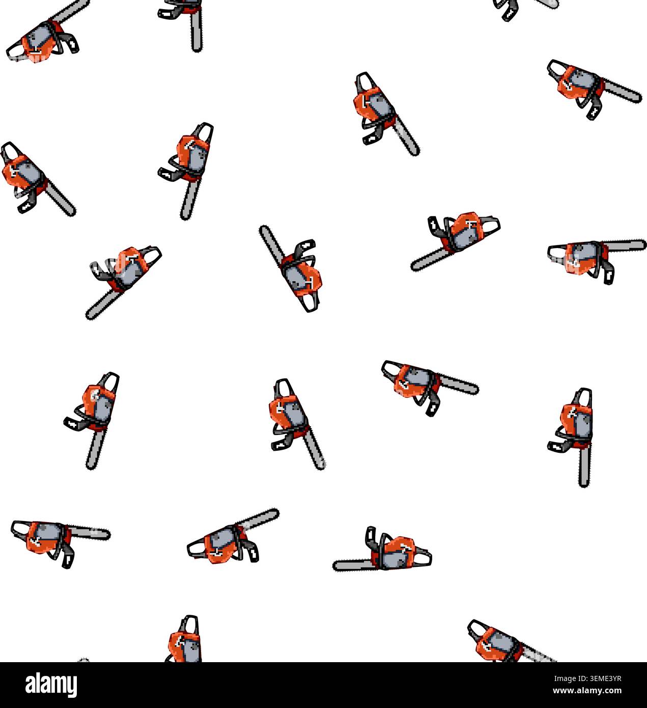 pattern tree chainsaw cartoon vector Stock Vector
