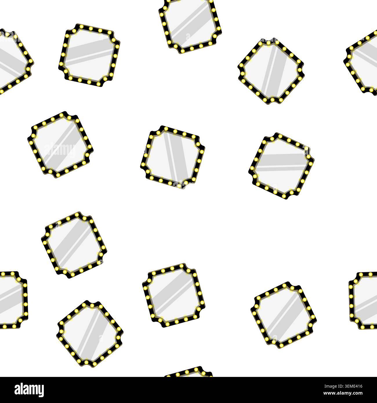 pattern bulb makeup mirror frame cartoon vector Stock Vector