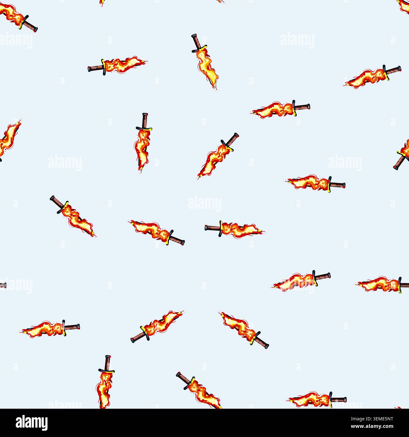 seamless pattern game sword effect cartoon vector Stock Vector