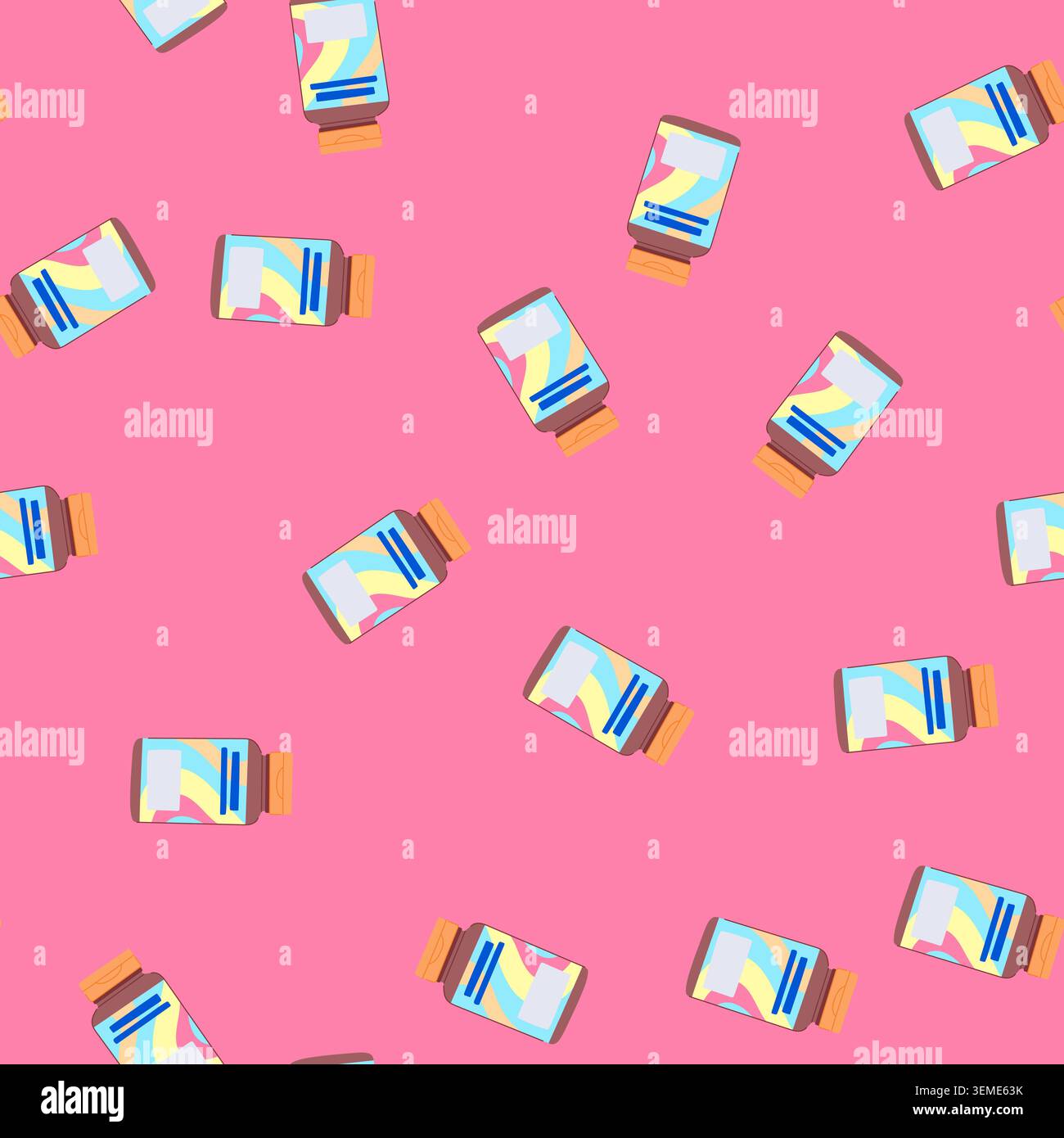 seamless pattern diet vitamin capsule cartoon vector Stock Vector