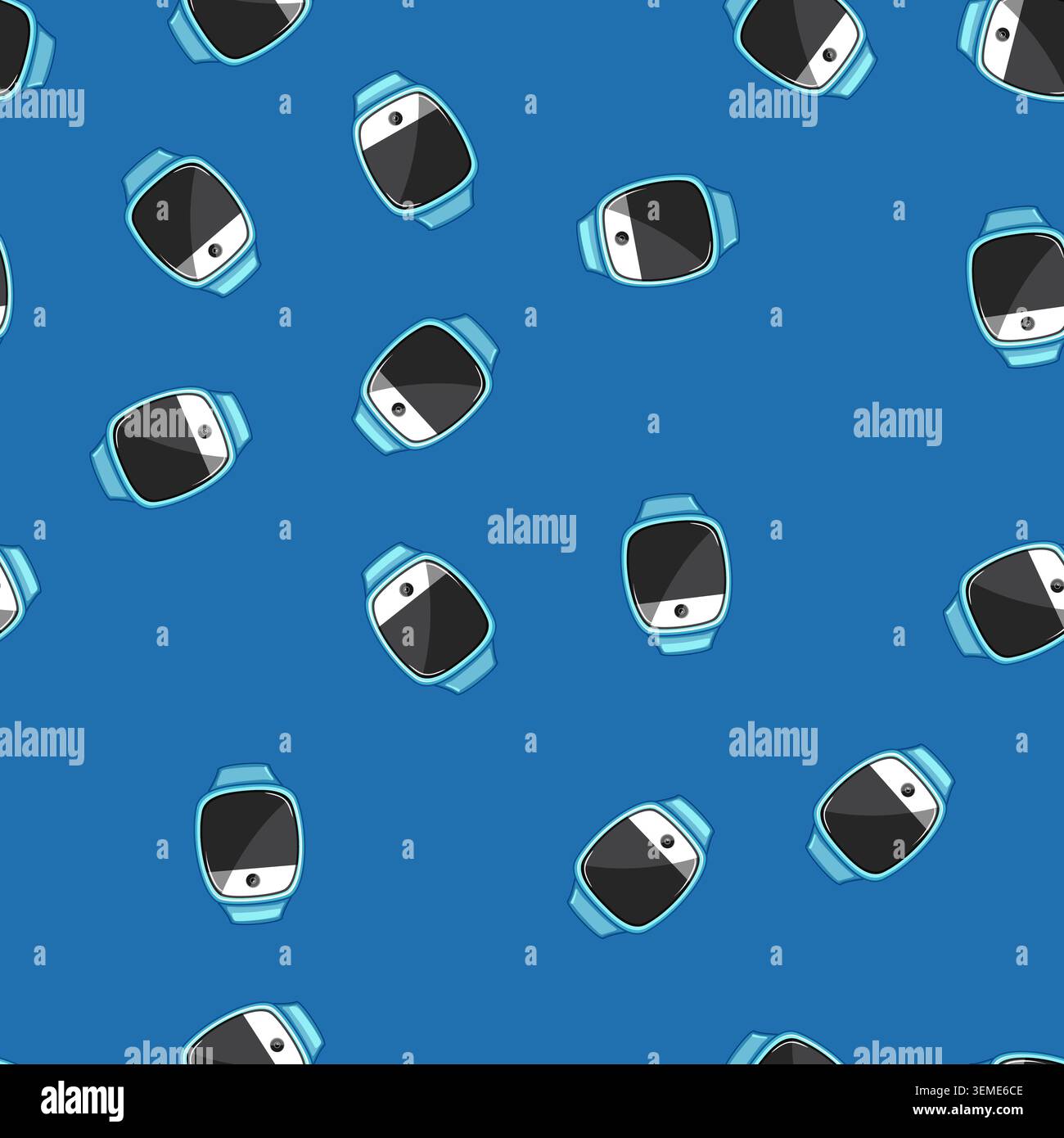seamless pattern wrist kid watch time cartoon vector Stock Vector
