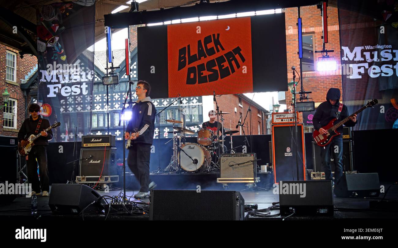 Black Desert band, at the Warrington music festival, Sat 06/06/2026, Old Marketplace, Golden Square gig live Stock Photo