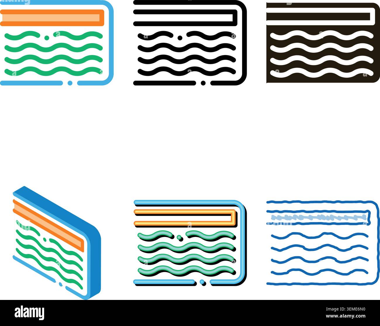 mattress memory foam icon variants outline Stock Vector