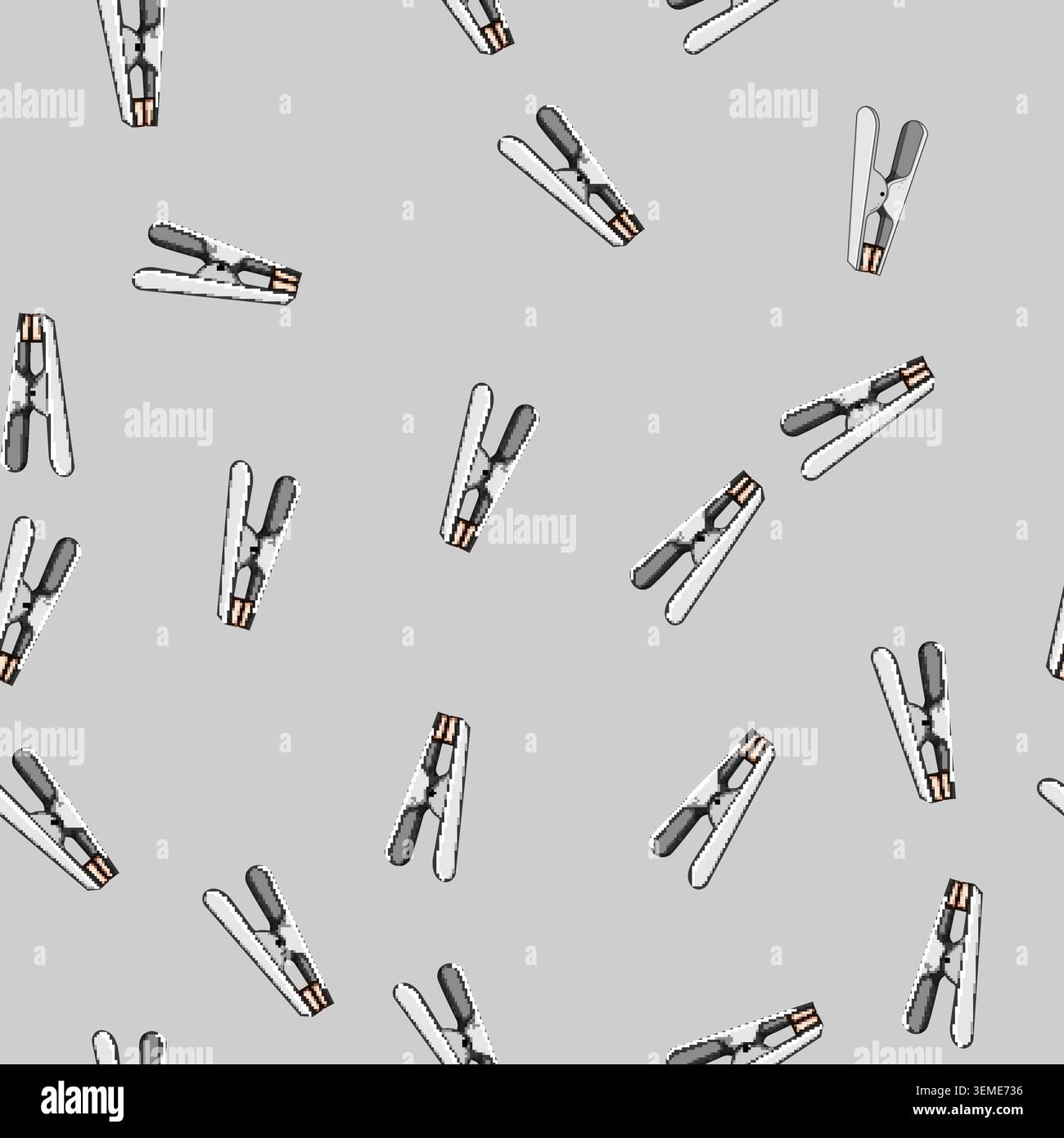 seamless pattern hold clothespin cartoon vector Stock Vector