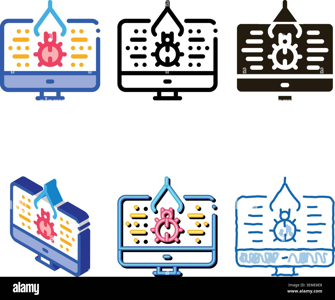 repair program bug icon vector series outline Stock Vector