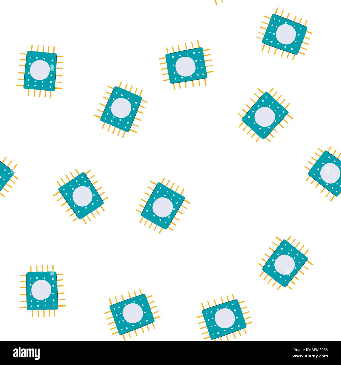 pattern technology microchip cartoon vector Stock Vector