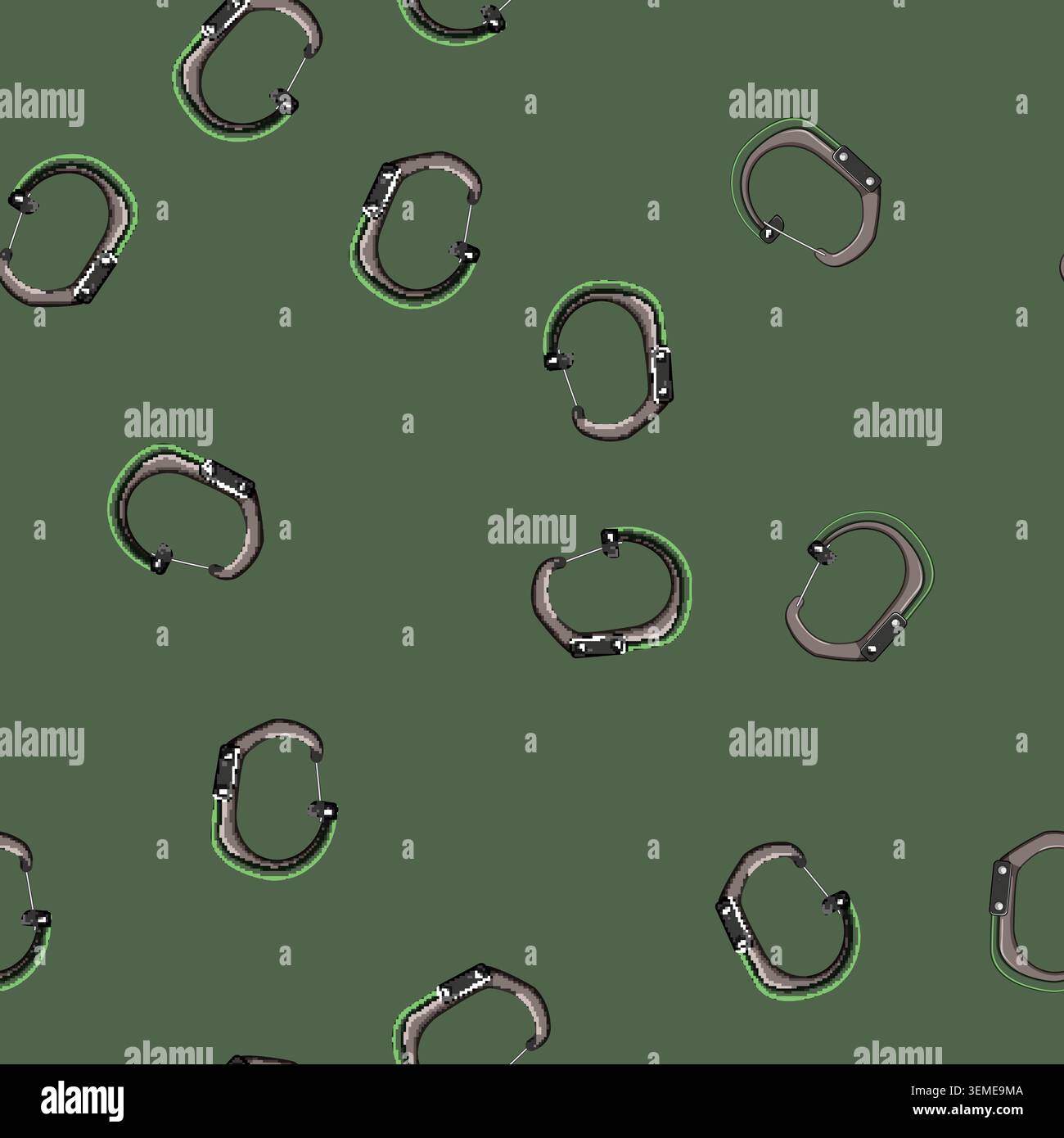 seamless pattern security carabiner clip cartoon vector Stock Vector
