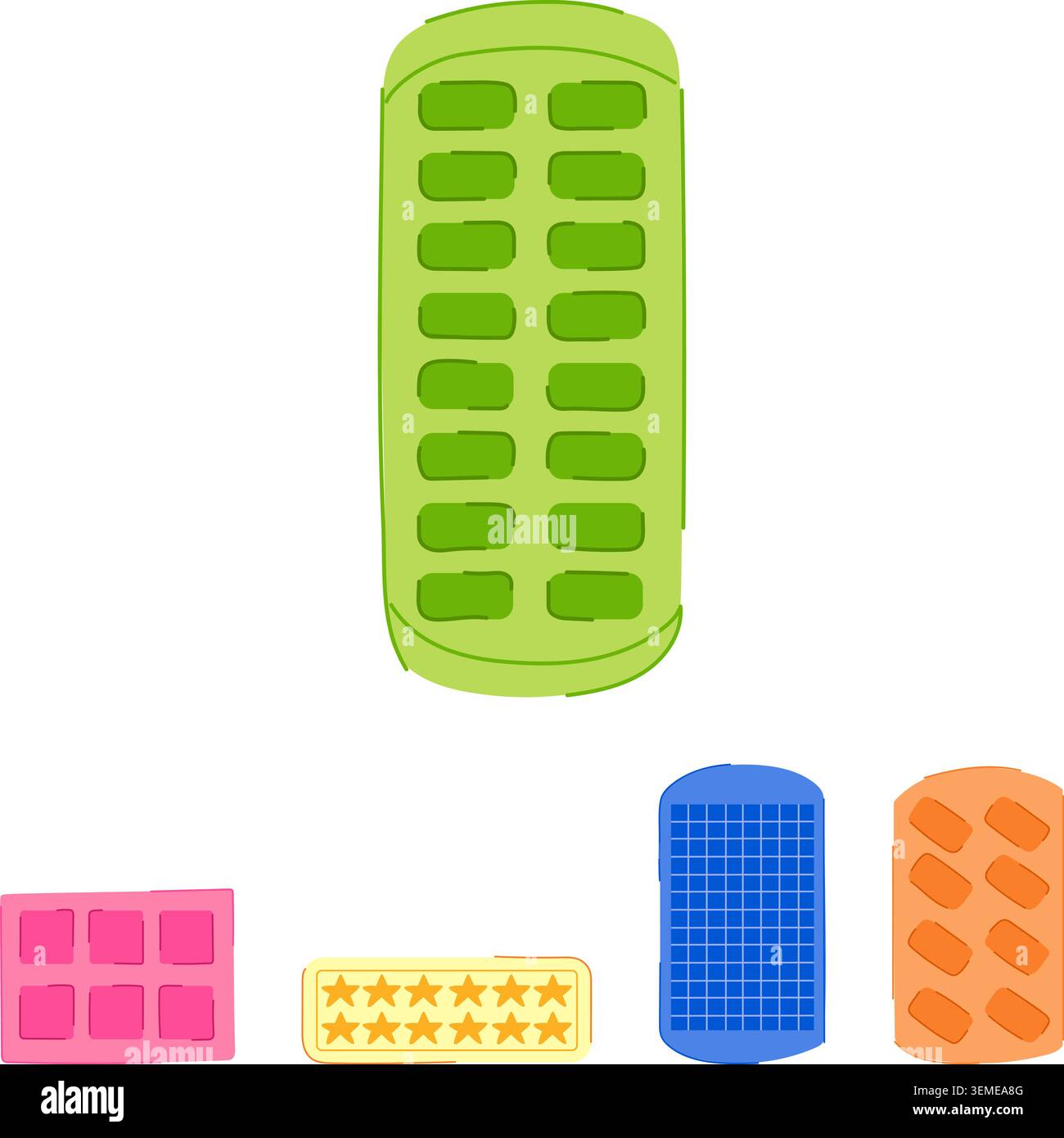 Silicone ice cube trays in various shapes Stock Vector
