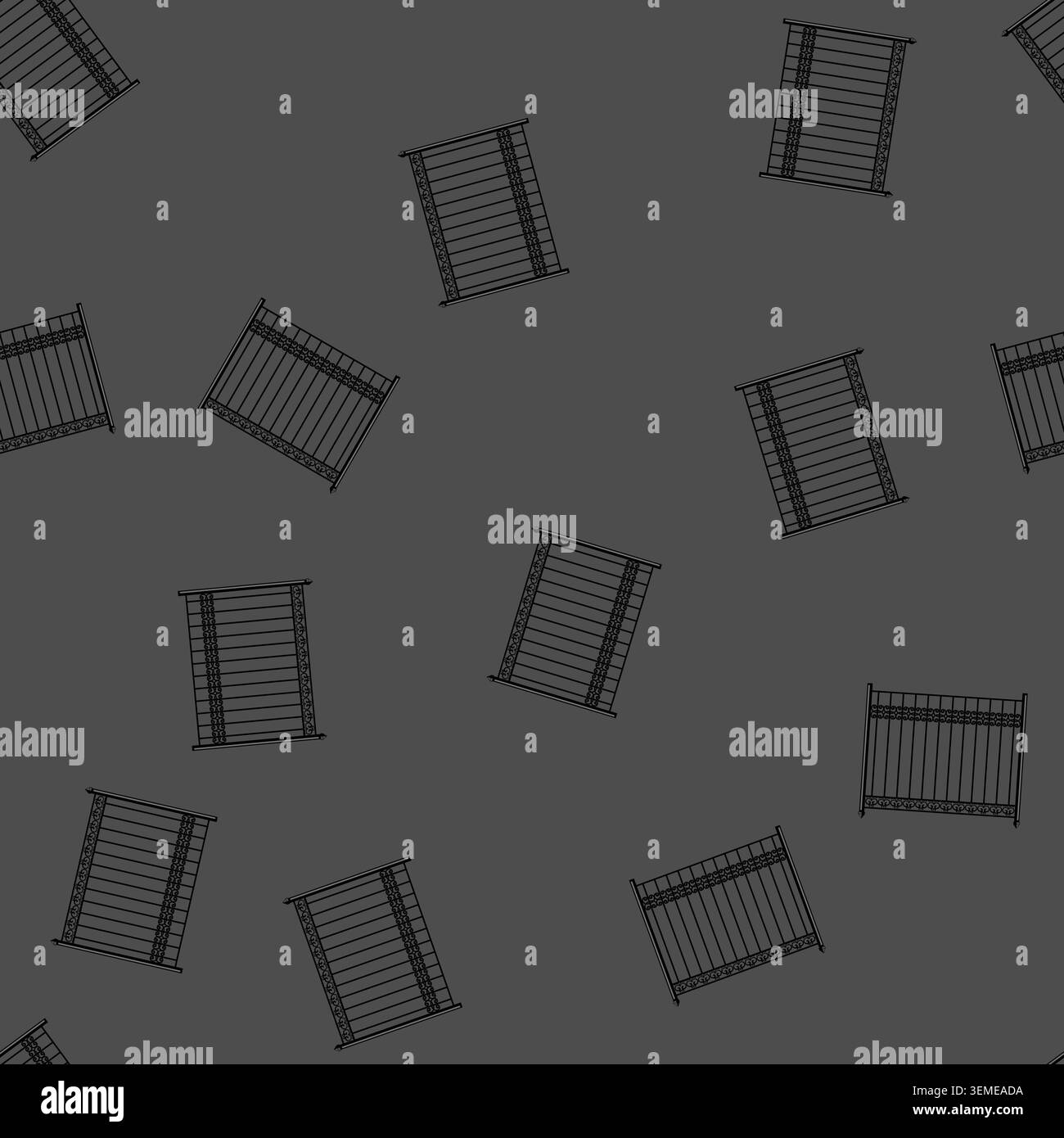 seamless pattern railing park fence cartoon vector Stock Vector