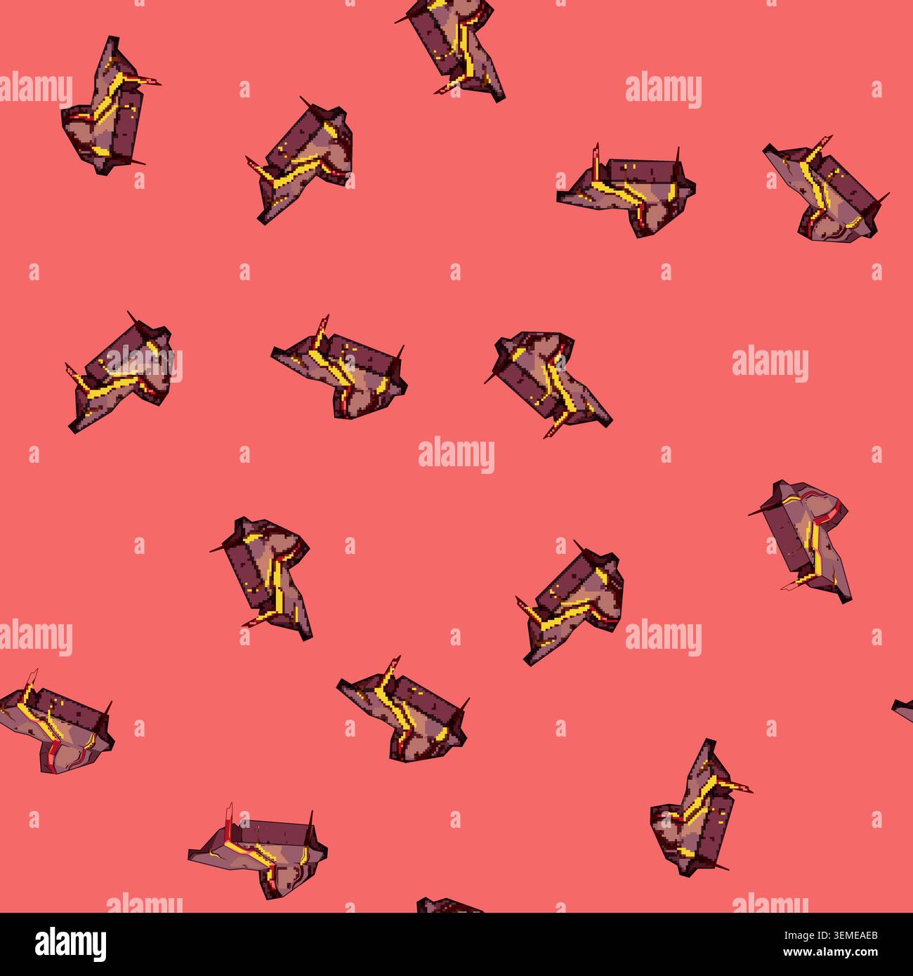 seamless pattern Lava flowing over rock platform Stock Vector