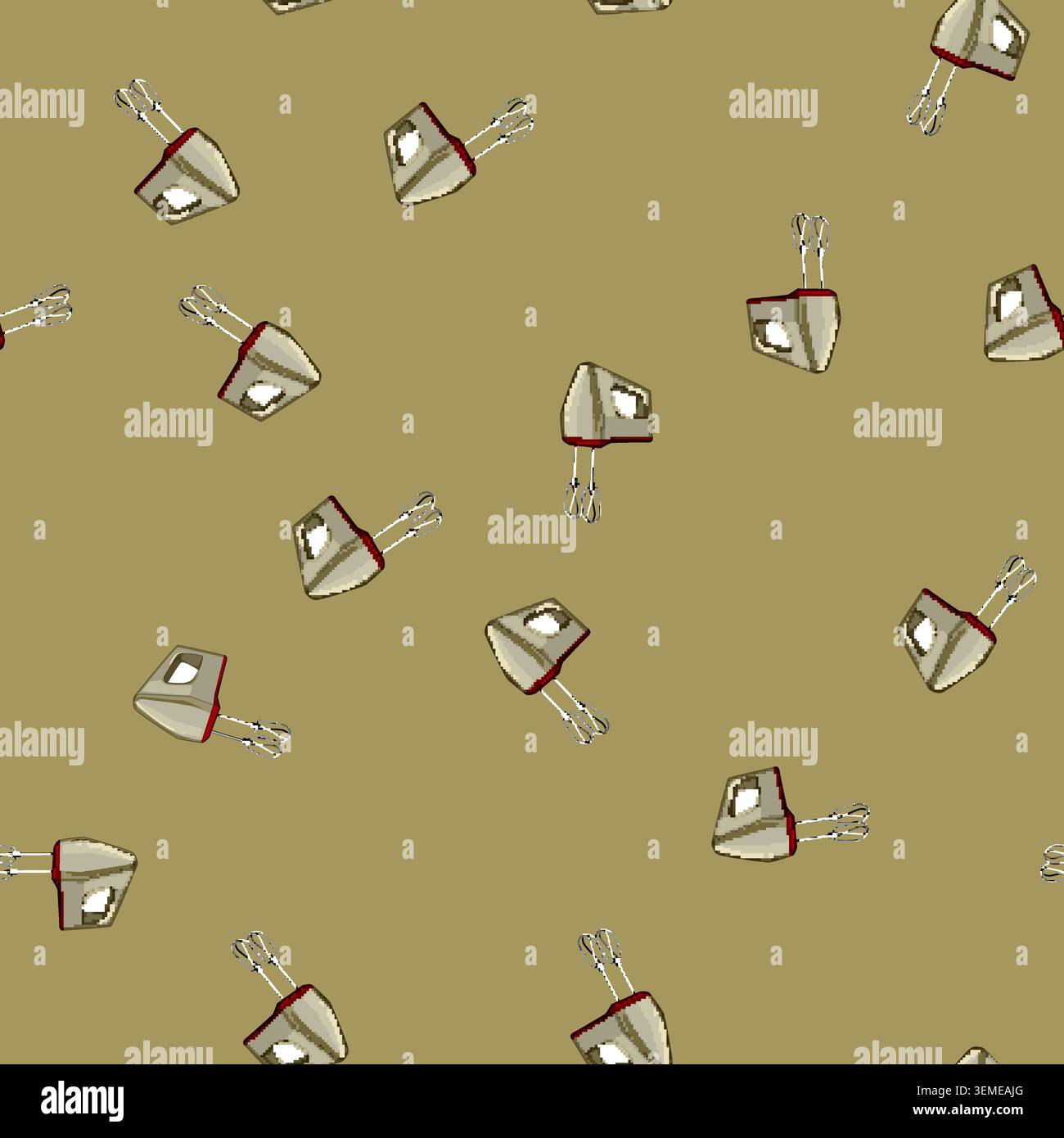 seamless pattern food hand mixer cartoon vector Stock Vector