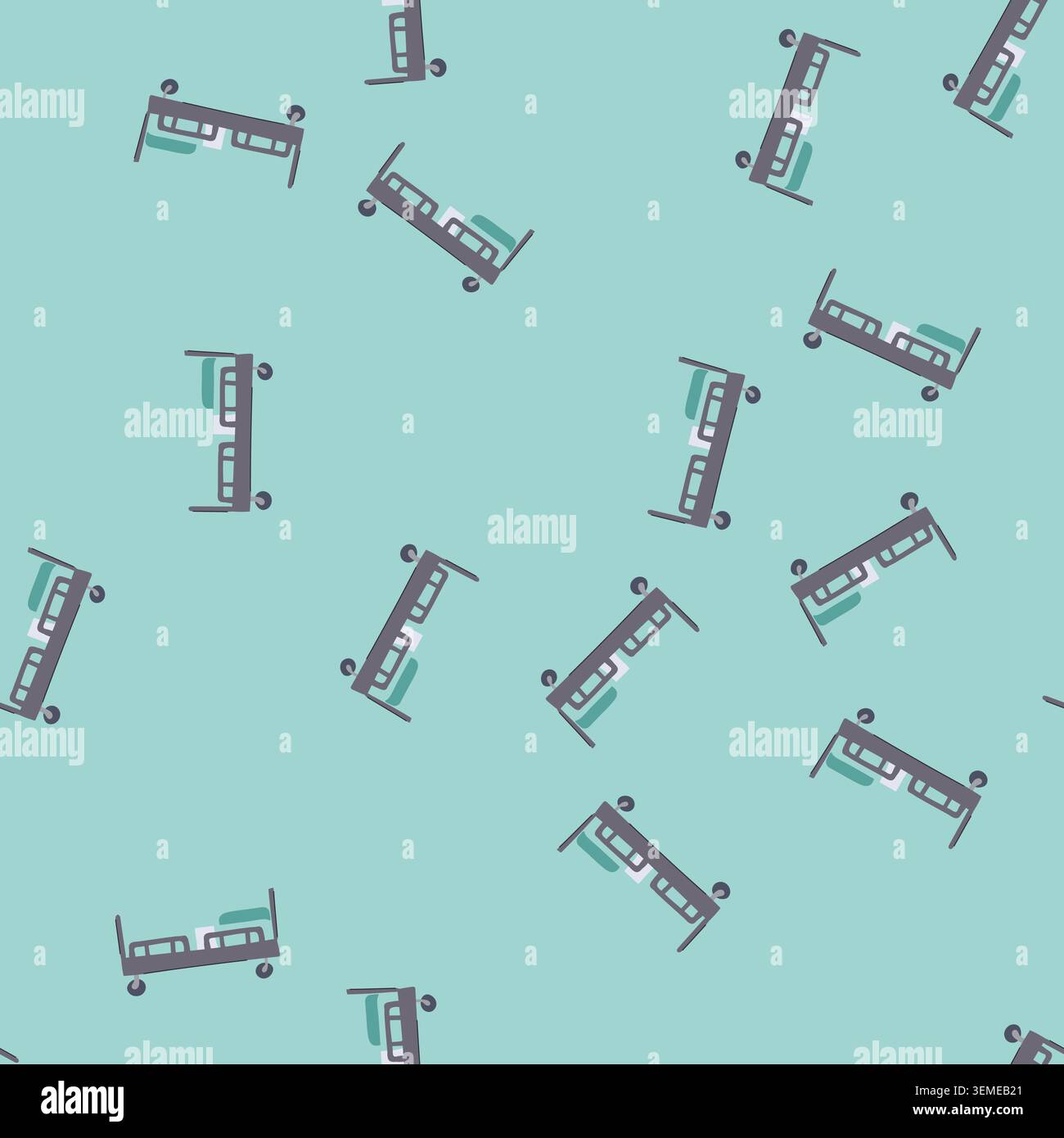seamless pattern electric hospital bed cartoon vector Stock Vector