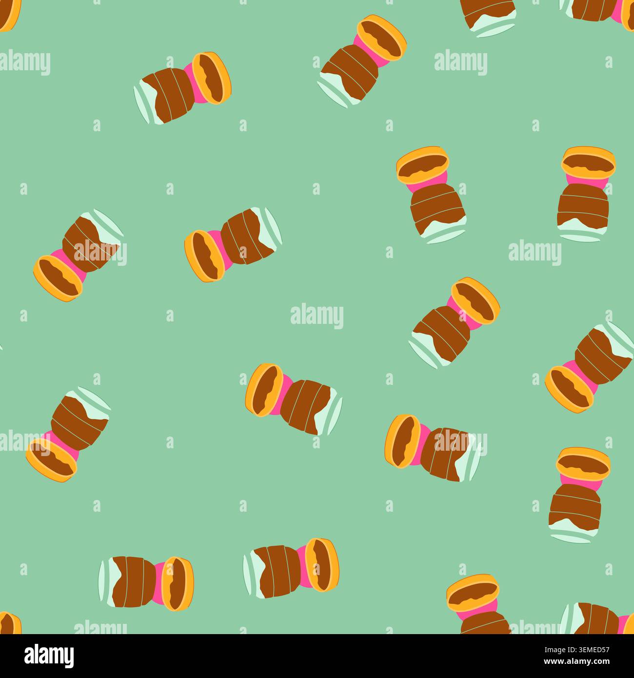 seamless pattern dispenser automatic pet feeder cartoon vector Stock Vector
