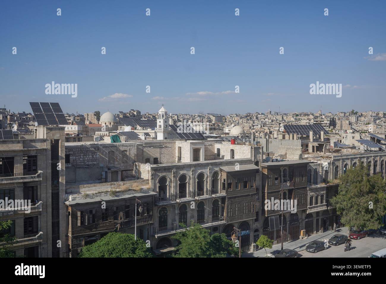 3 June 2026 Solar panels on rooftops in the old city of Aleppo ...