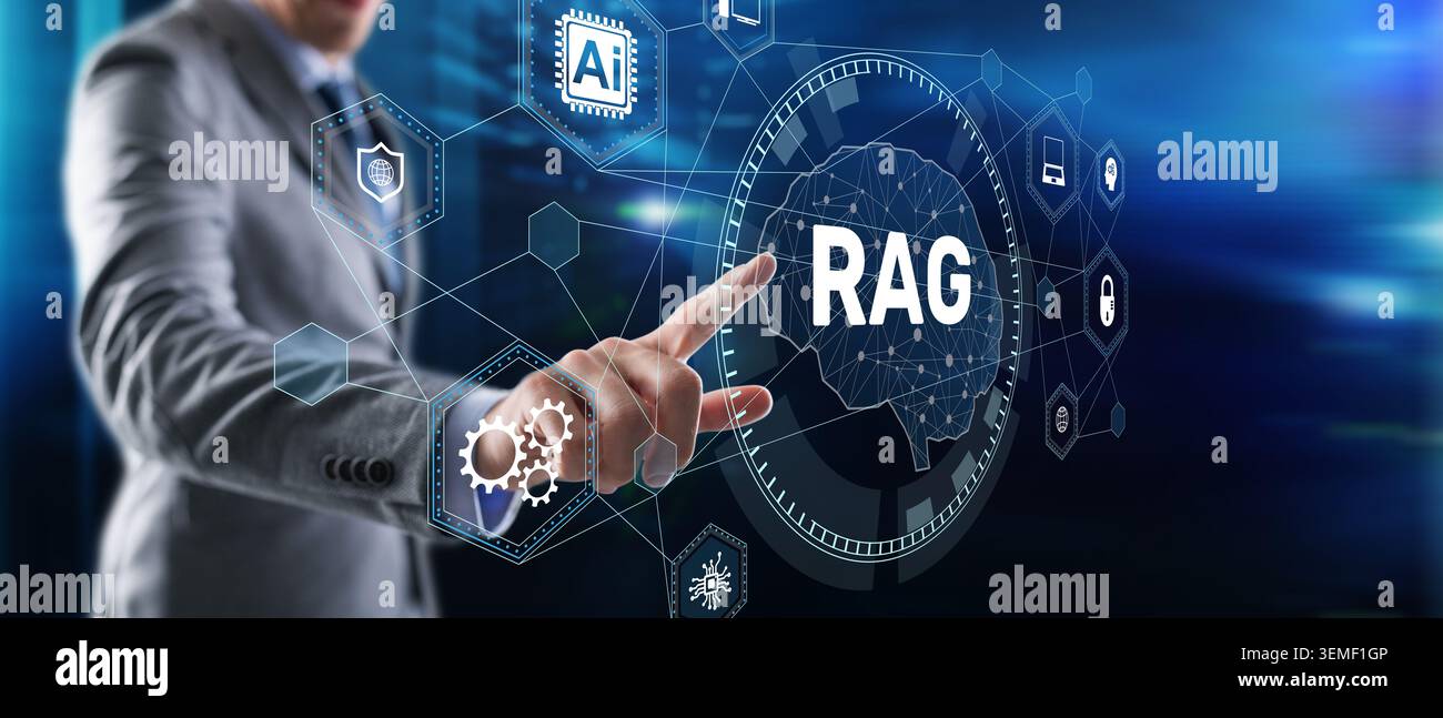 RPA robotic process automation system for enterprise workflow and business efficiency with interactive digital interface Stock Photo