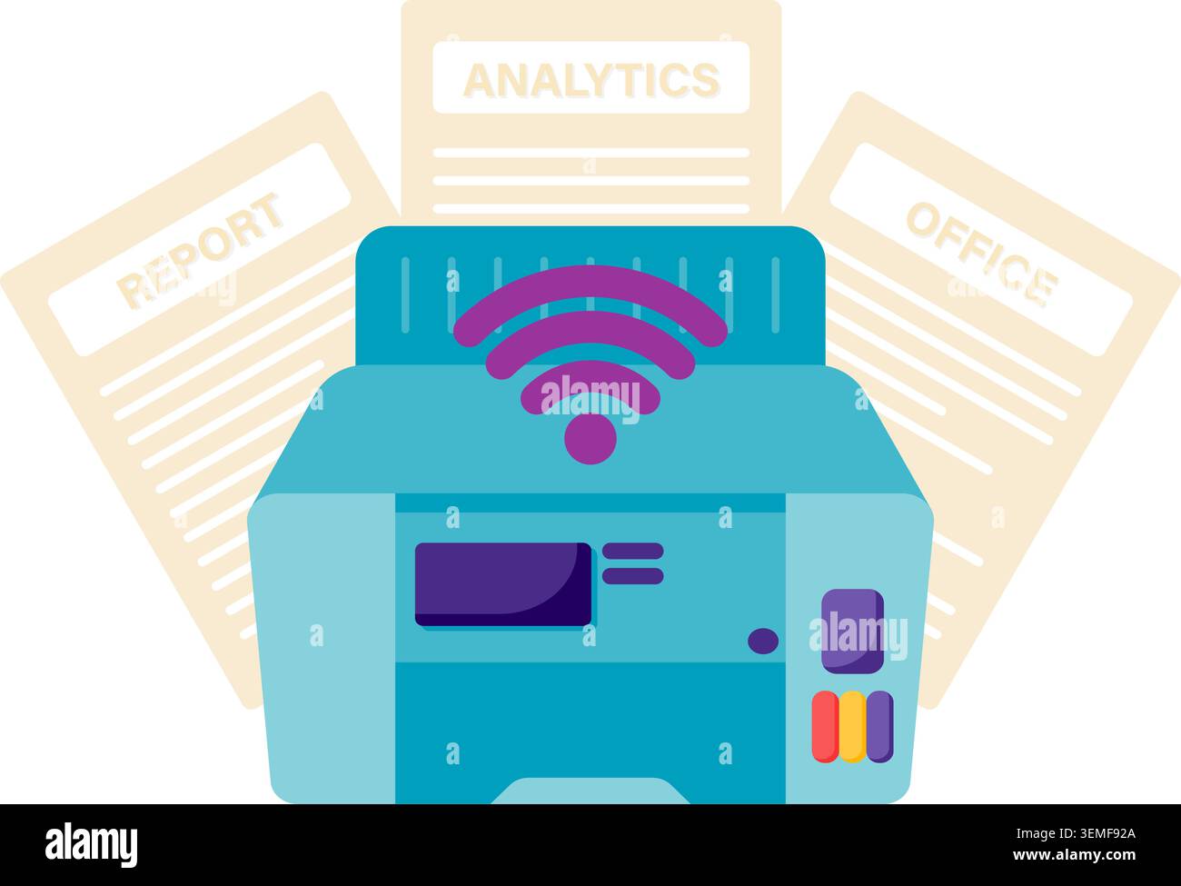 printer device with wifi technology Stock Vector