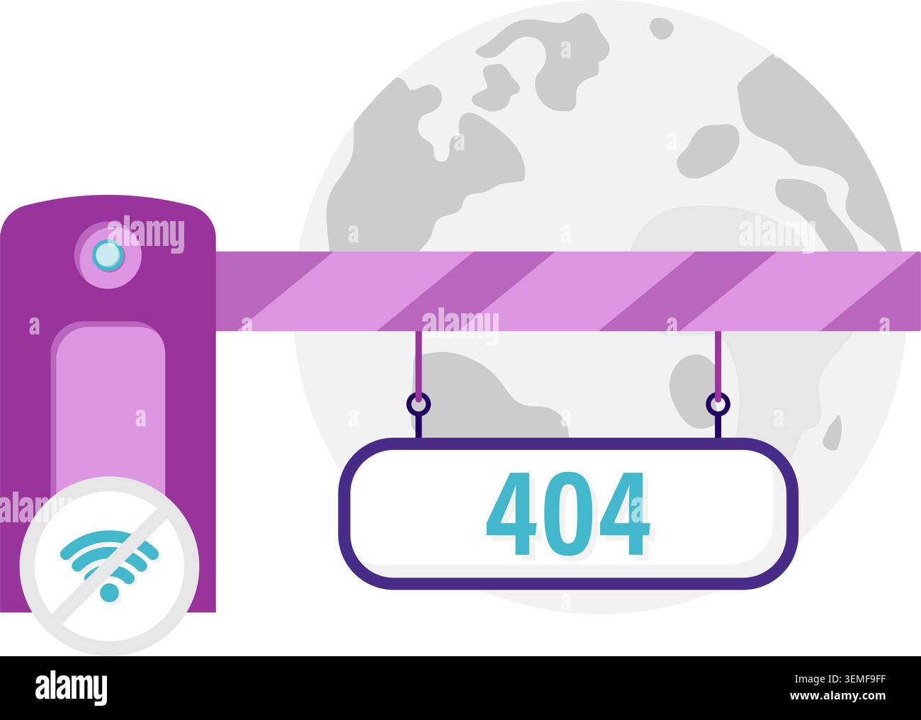 closed portal with code 404 and network disruptions Stock Vector