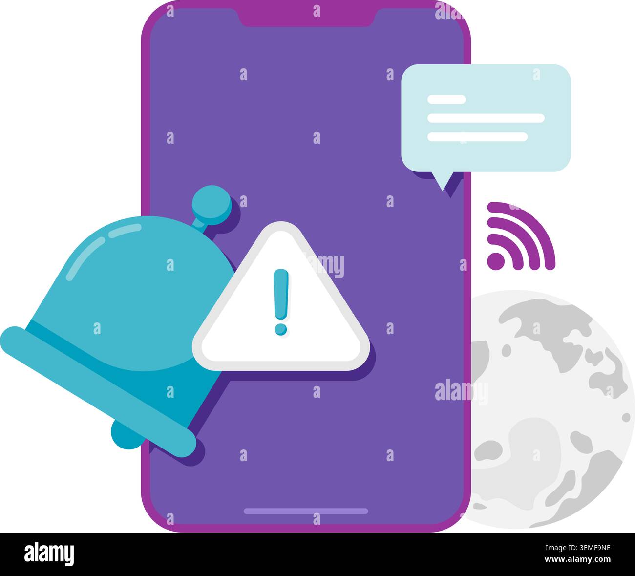 smartphone error notification and network disruptions Stock Vector