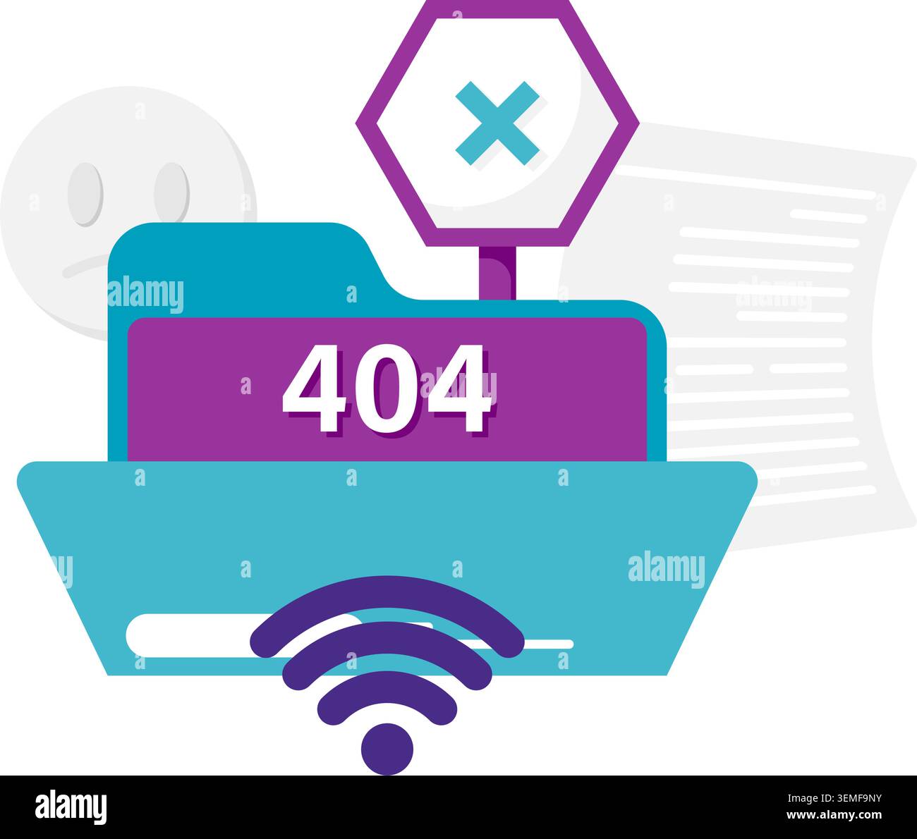 file not found and network disruptions Stock Vector