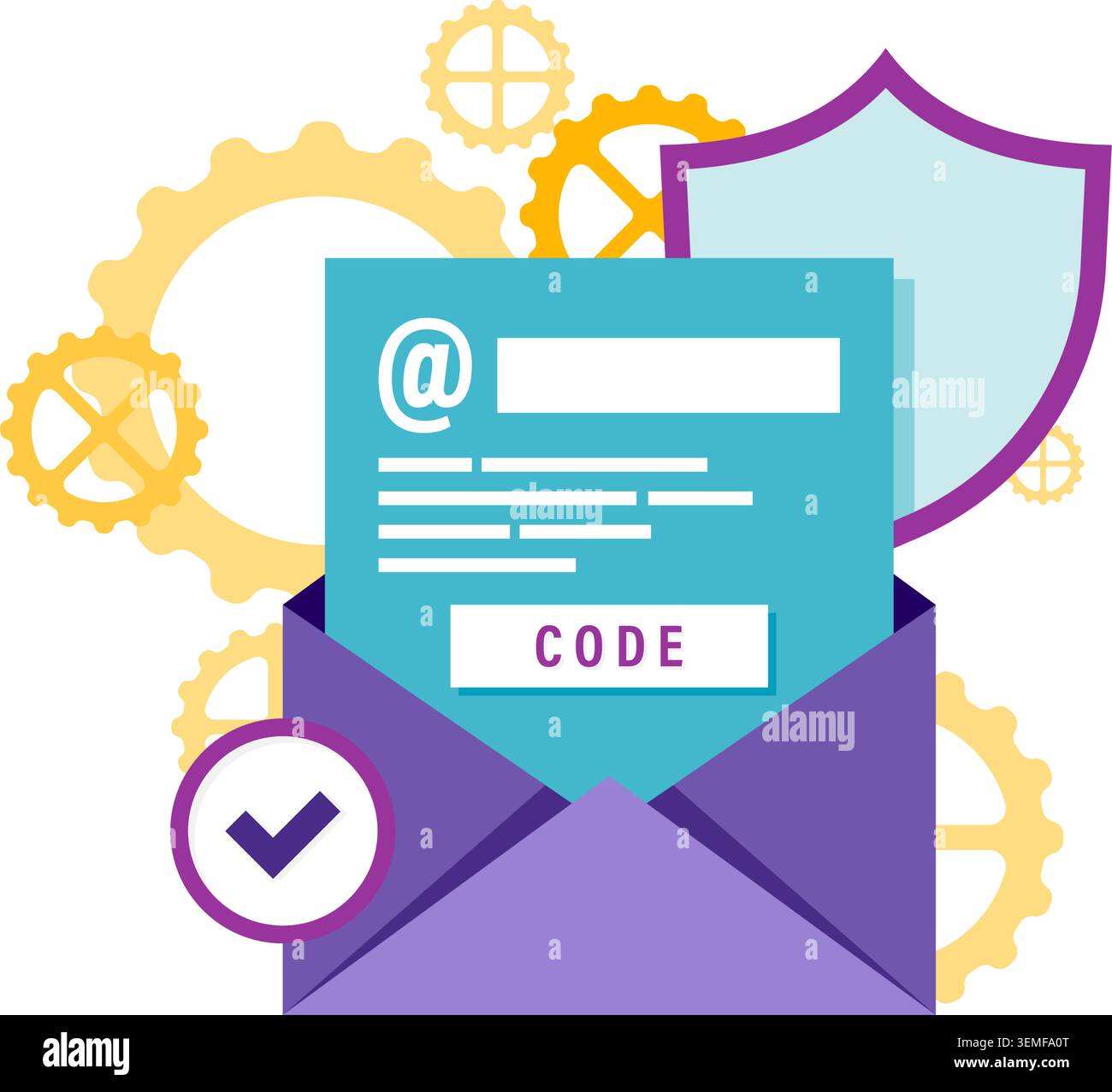 email code verification and access points Stock Vector
