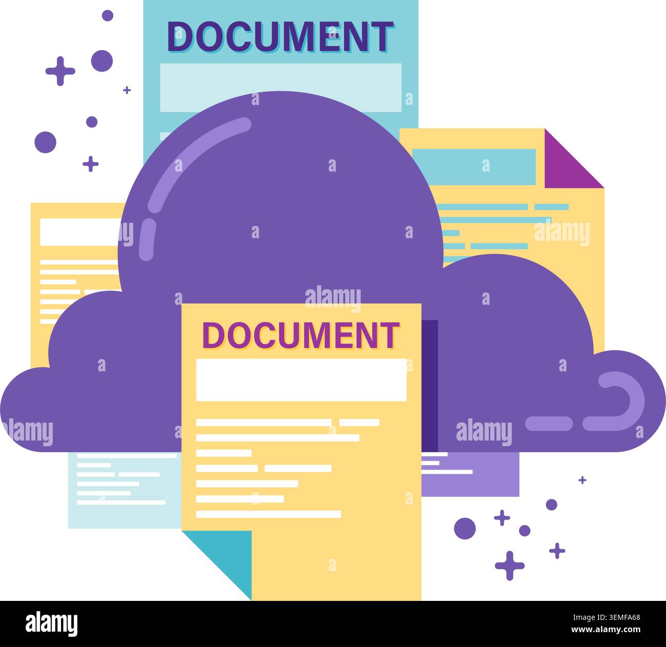 cloud storage with files and documents Stock Vector