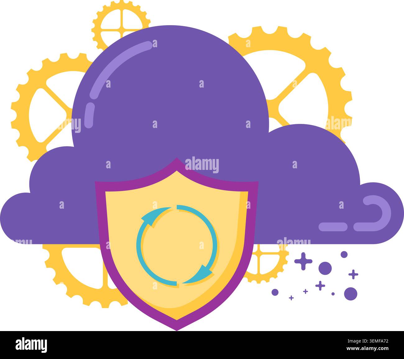 cloud storage synchronization process Stock Vector